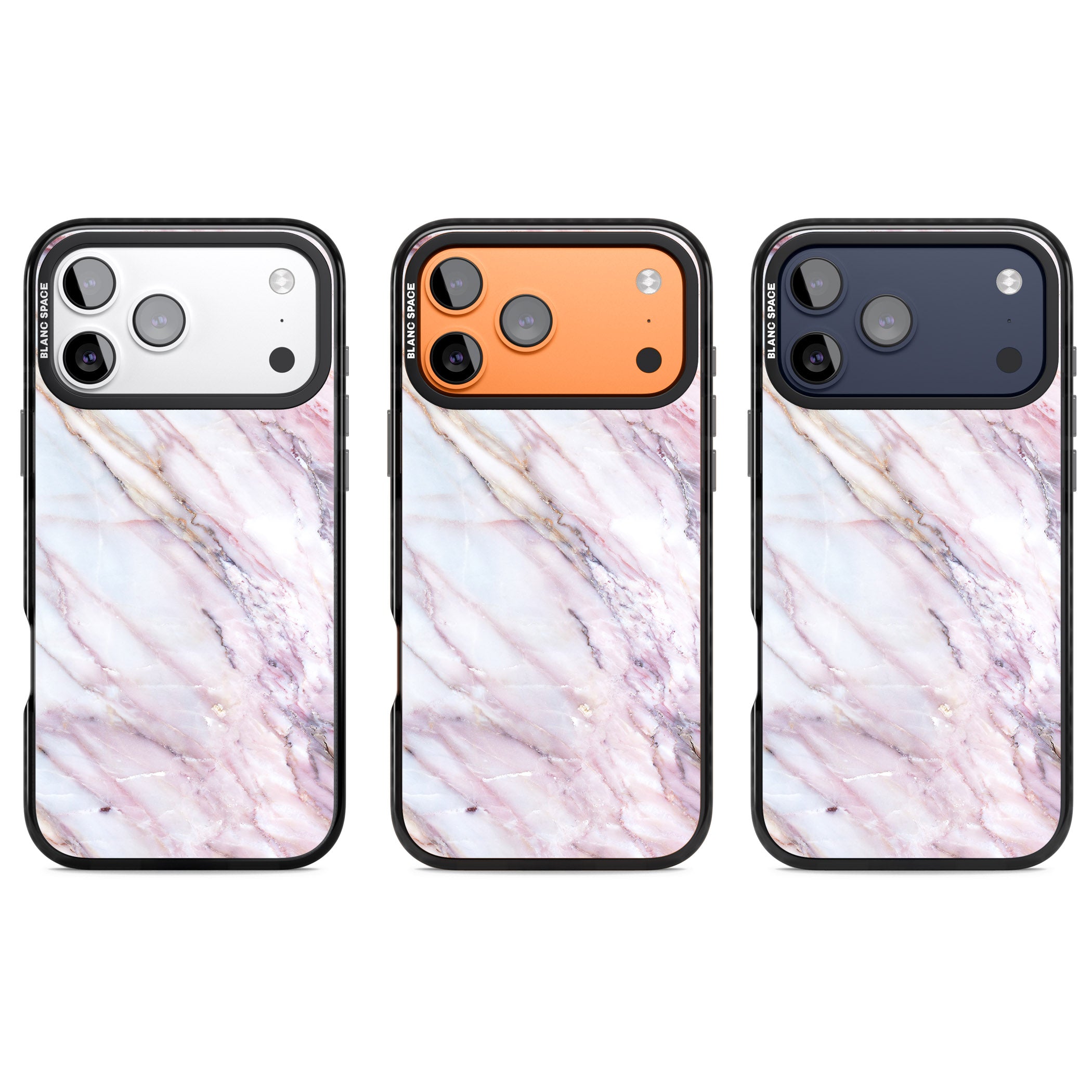 Blush Marble Glow iPhone 17 Pro Impact Pro Black Phone Case APT Impact Protection