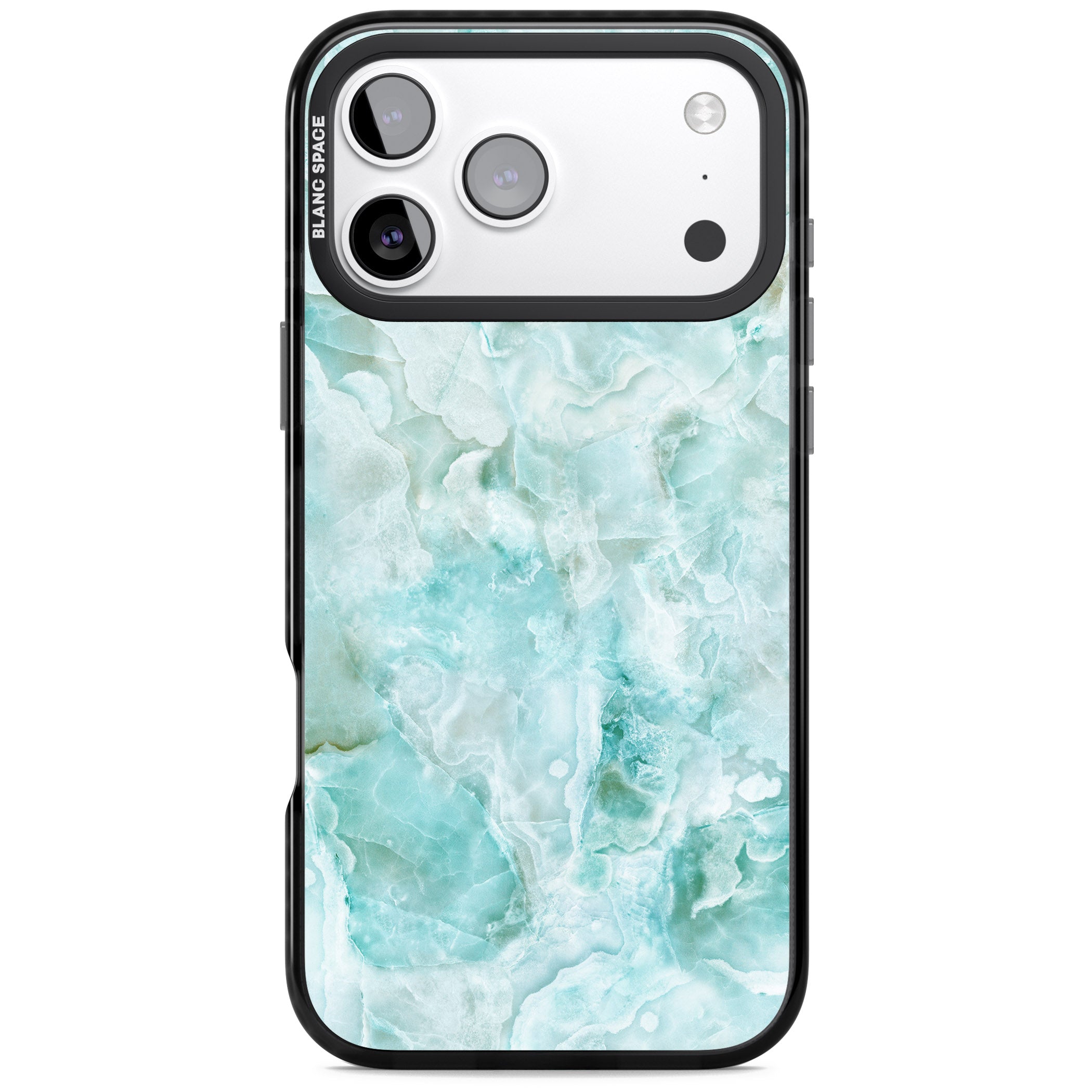 Aqua Onyx Marble iPhone 17 Pro Max Impact Pro Black Phone Case