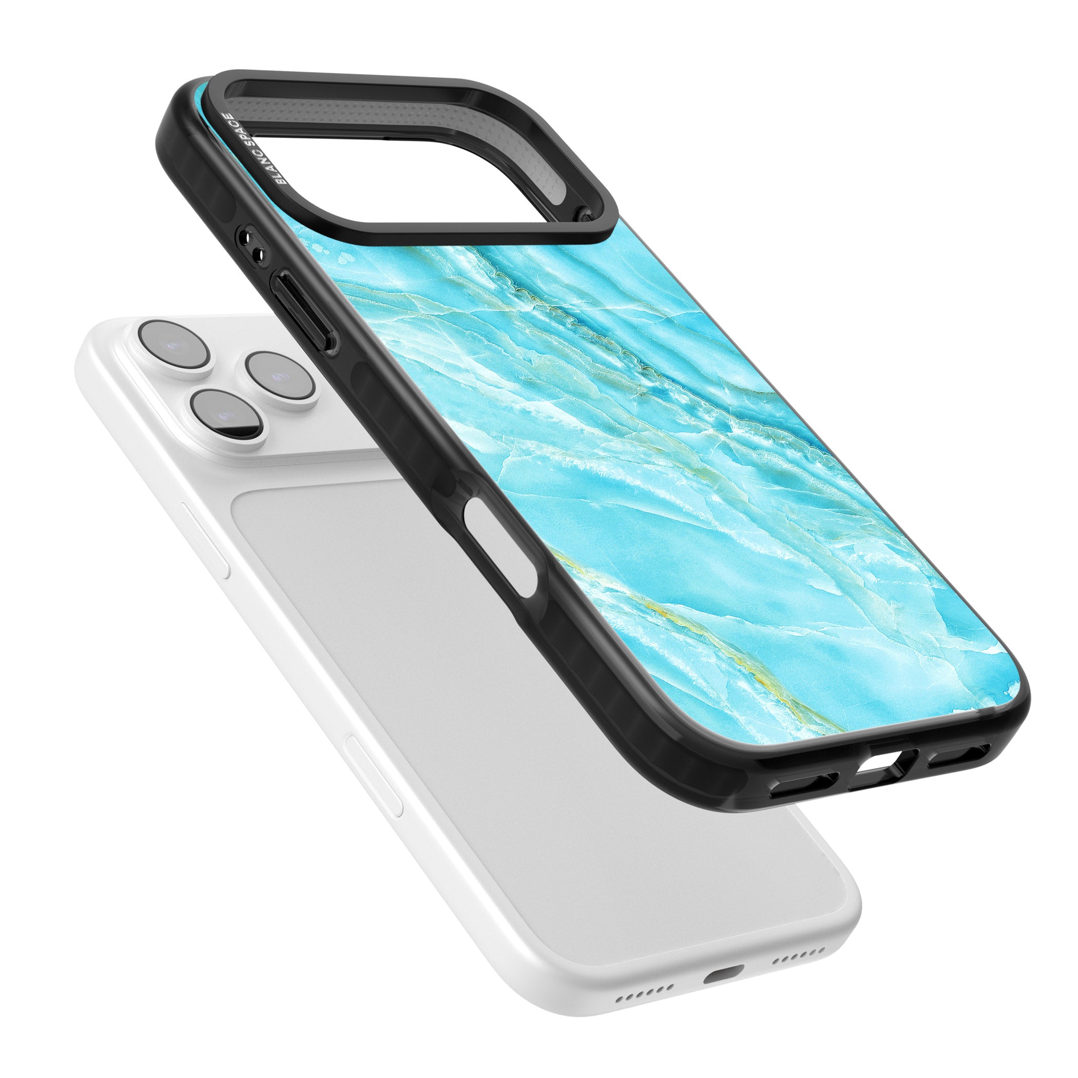 Blue Onyx Marble iPhone 17 Pro Max Impact Pro Black Phone Case Colours