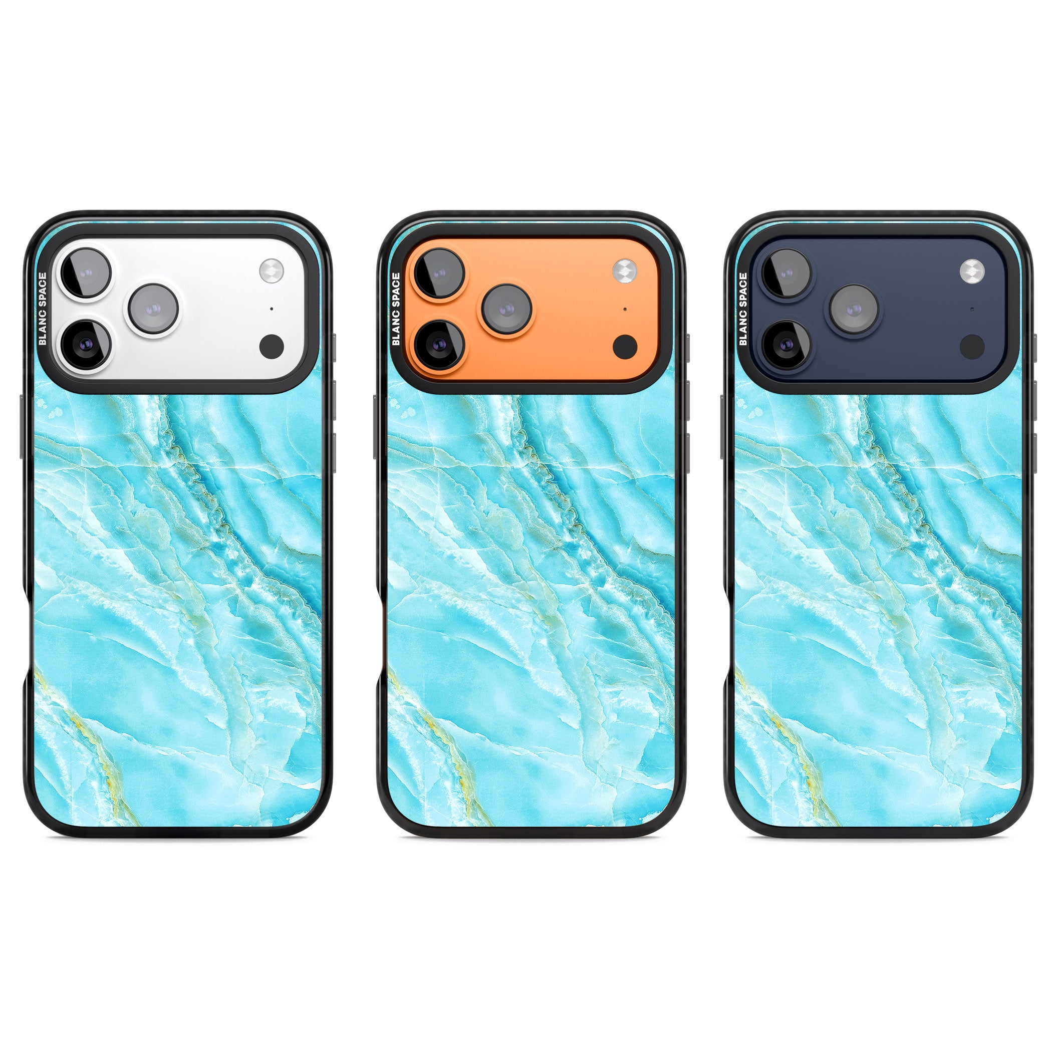Blue Onyx Marble iPhone 17 Pro Impact Pro Black Phone Case APT Impact Protection