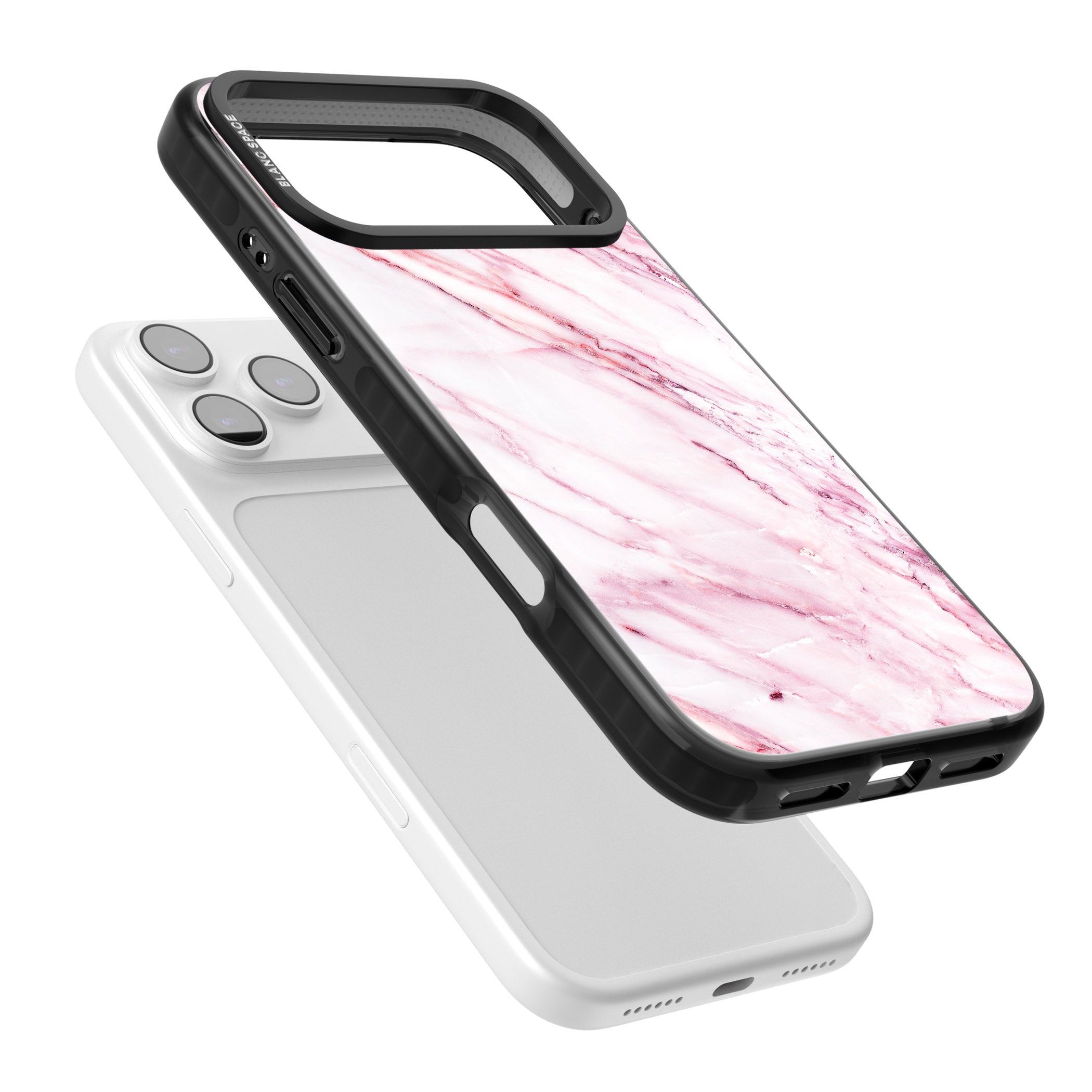White Pink Onyx Marble iPhone 17 Pro Max Impact Pro Black Phone Case Colours