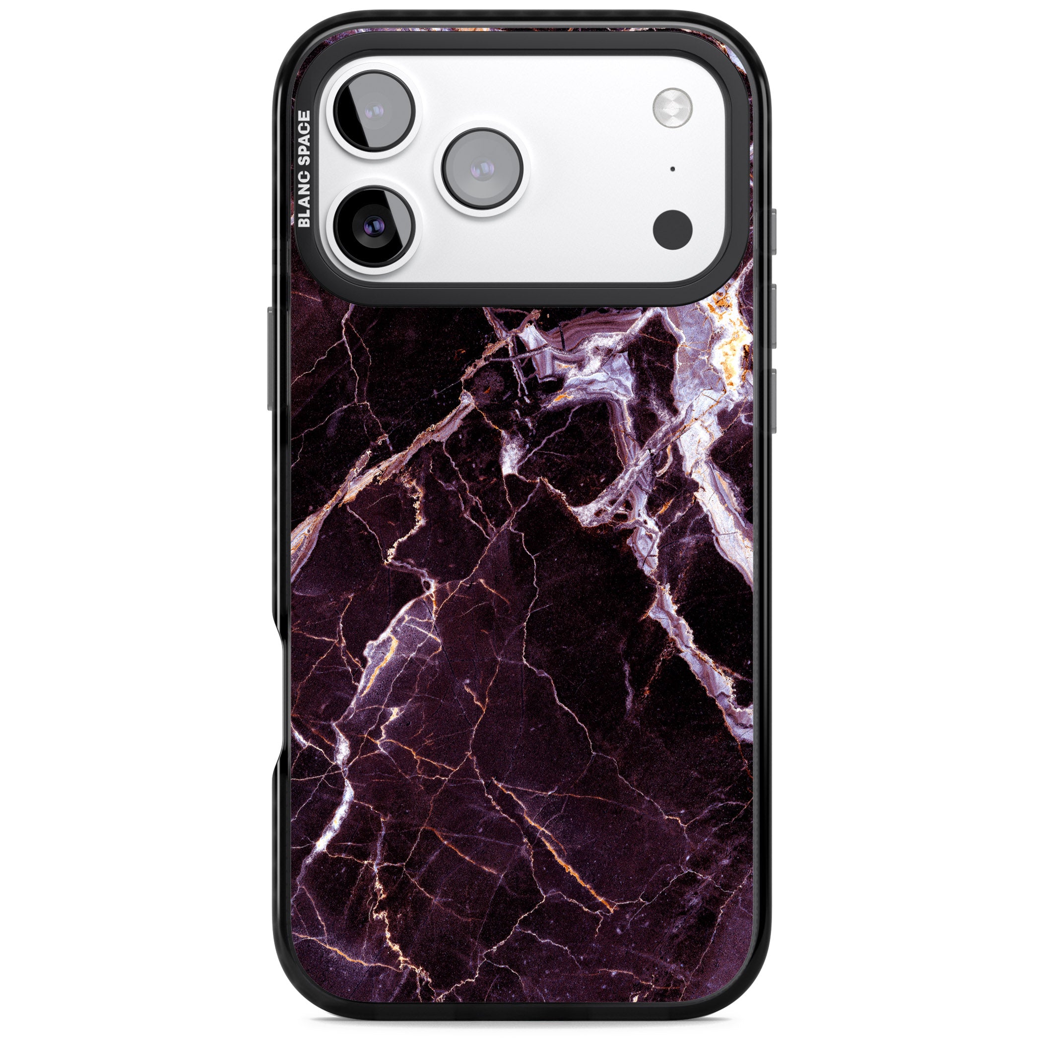 Violet Shatter Marble iPhone 17 Pro Max Impact Pro Black Phone Case