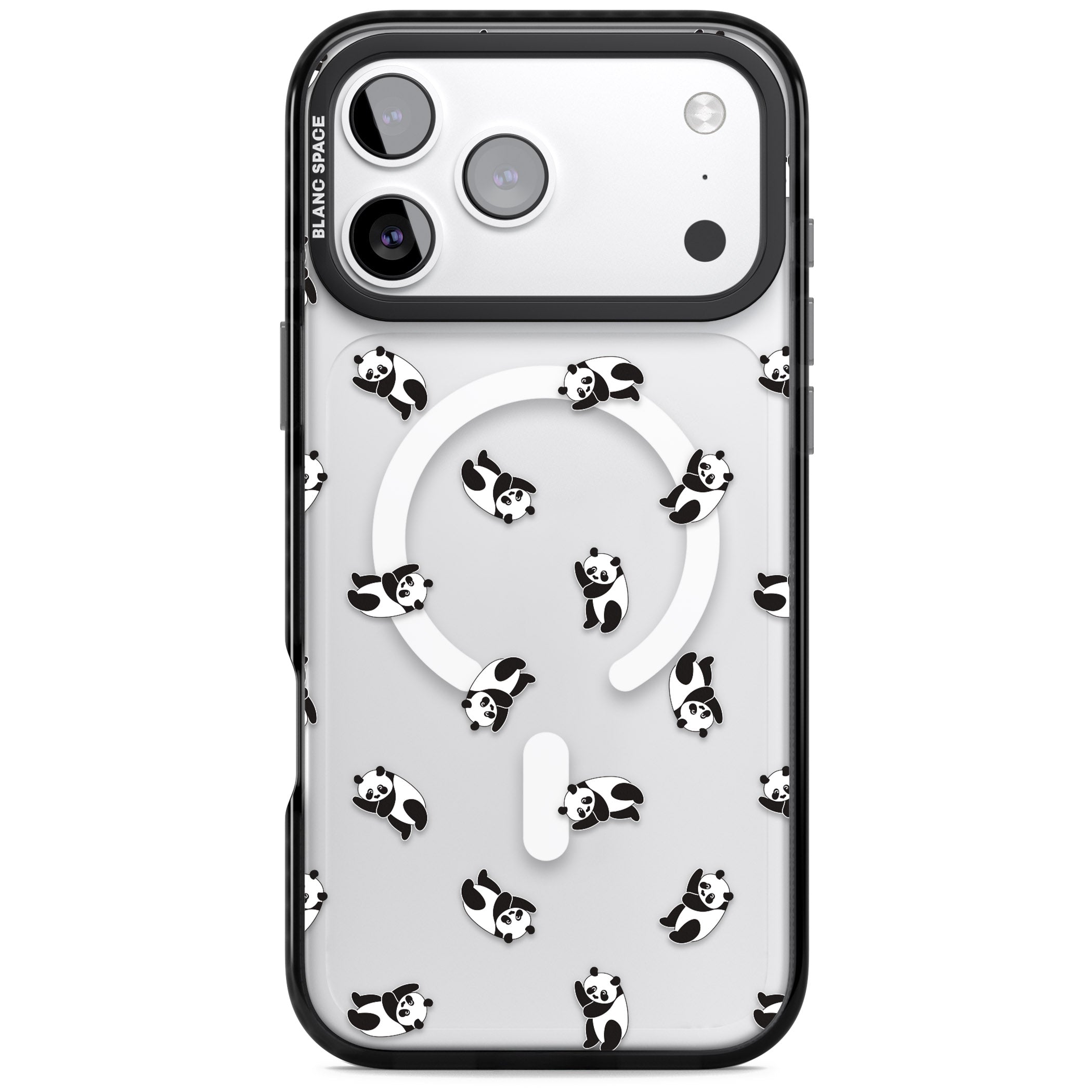 Tiny Panda Pattern iPhone 17 Pro Max Impact Pro Black Phone Case