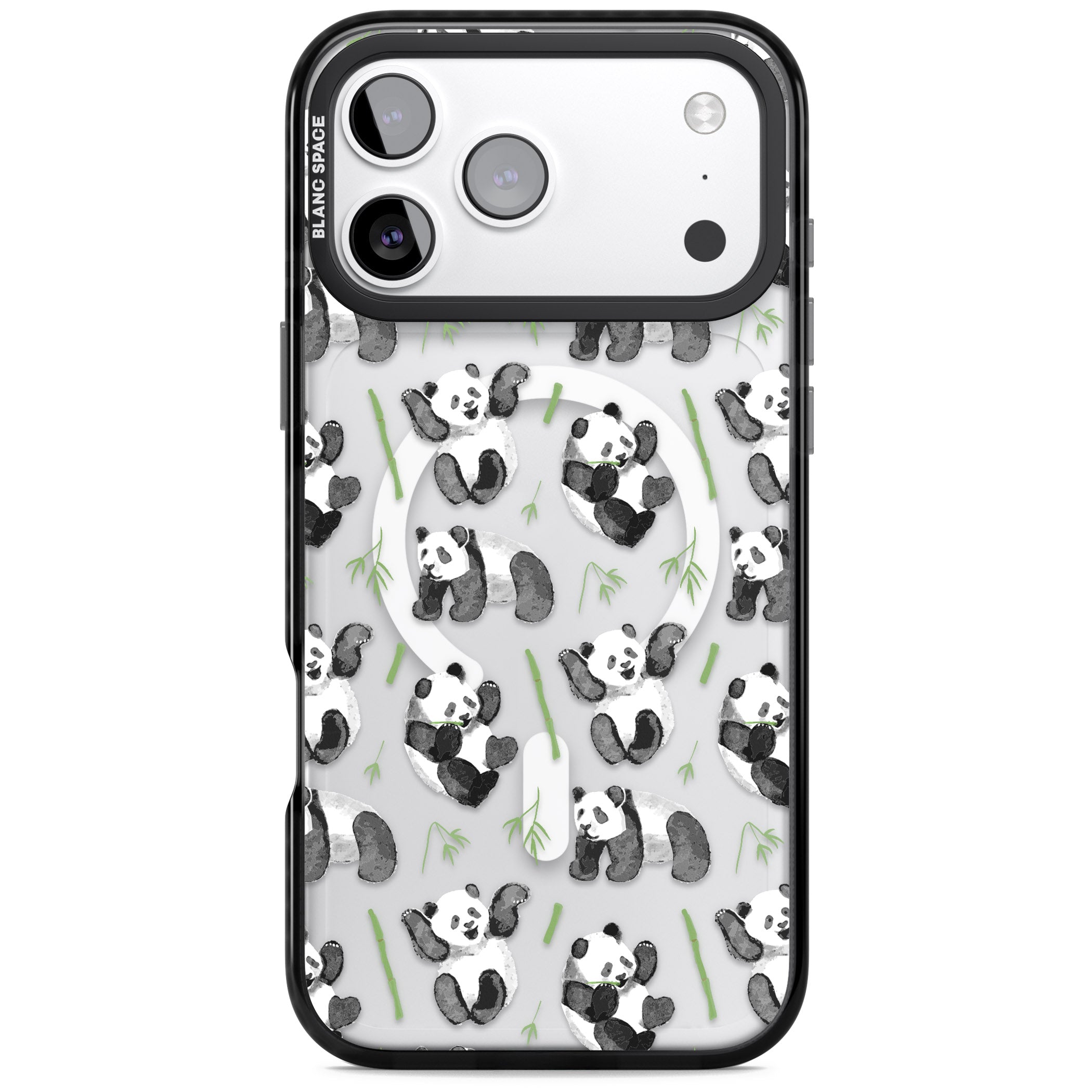 Watercolour Panda Pattern iPhone 17 Pro Max Impact Pro Black Phone Case