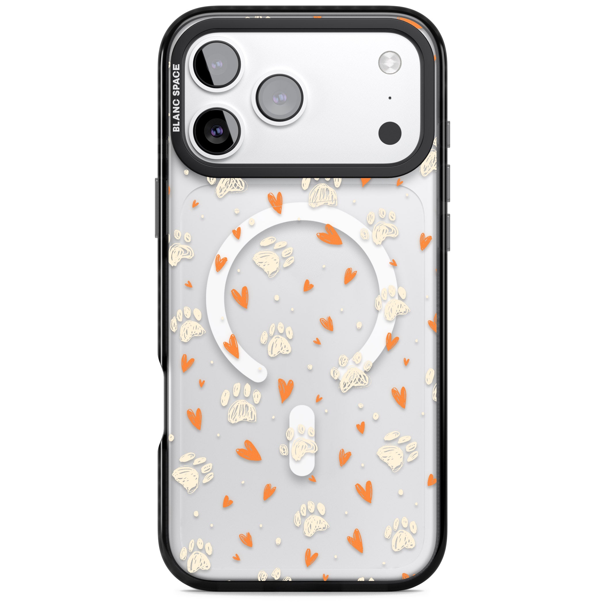 Paws And Hearts Pattern iPhone 17 Pro Max Impact Pro Black Phone Case