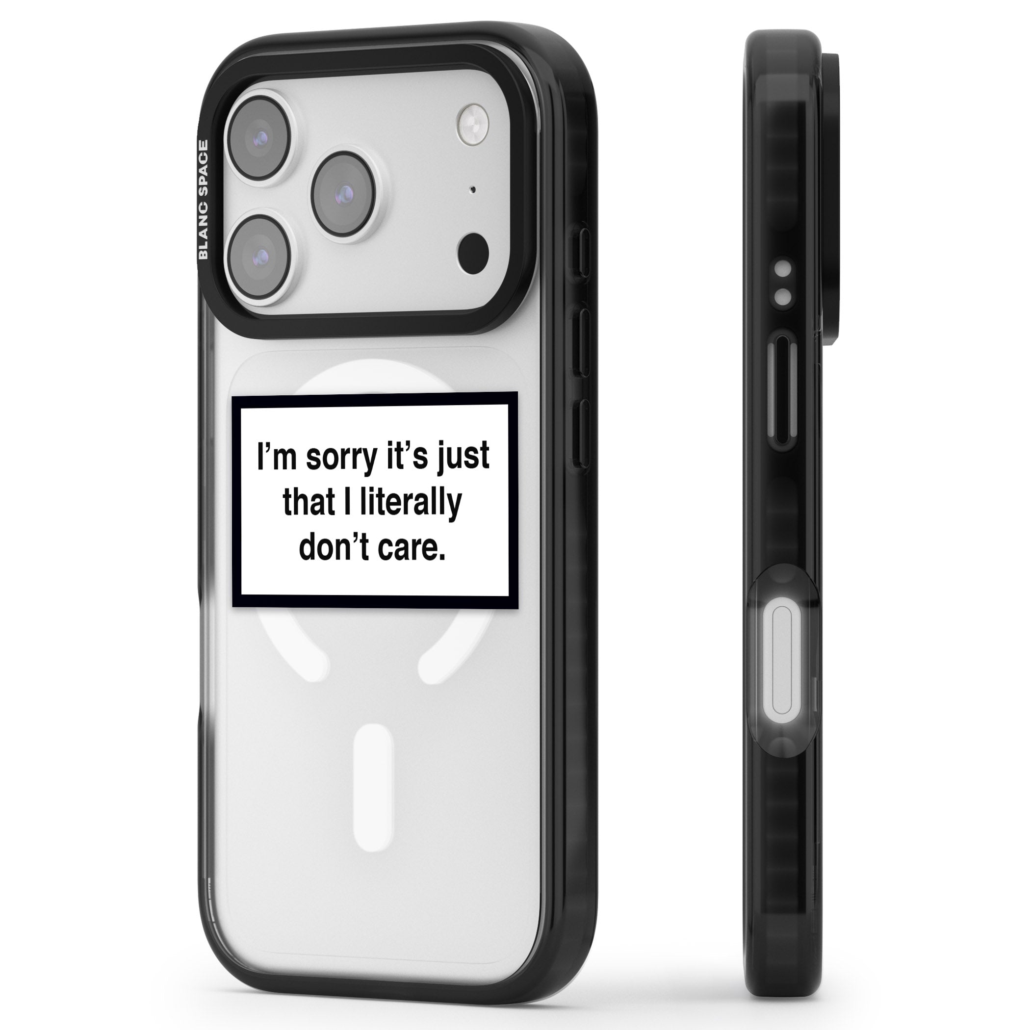 Literally Don'T Care iPhone 17 Pro Max Impact Pro Black Phone Case Side Profile