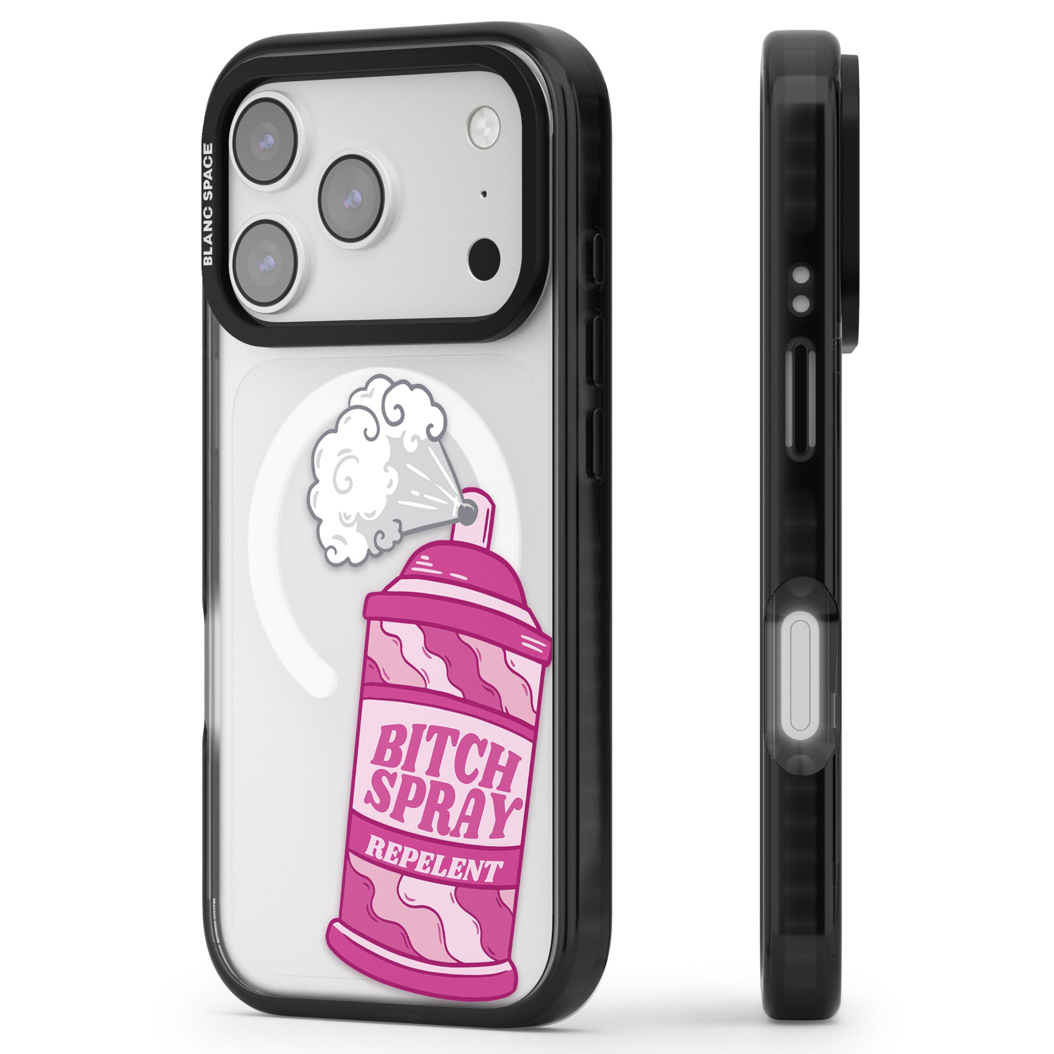 B*Tch Spray iPhone 17 Pro Impact Pro Black Phone Case Side Profile