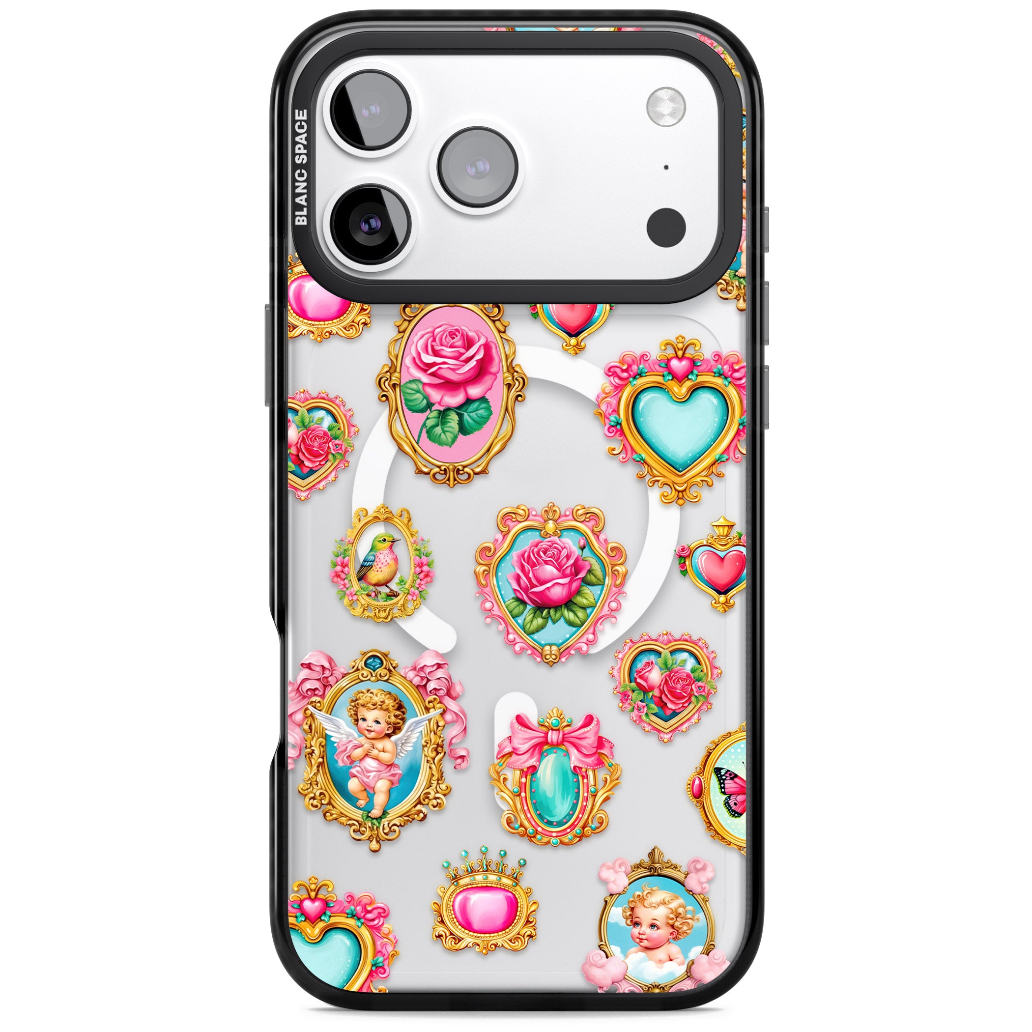 Angelcore Hearts Frames iPhone 17 Pro Max Impact Pro Black Phone Case