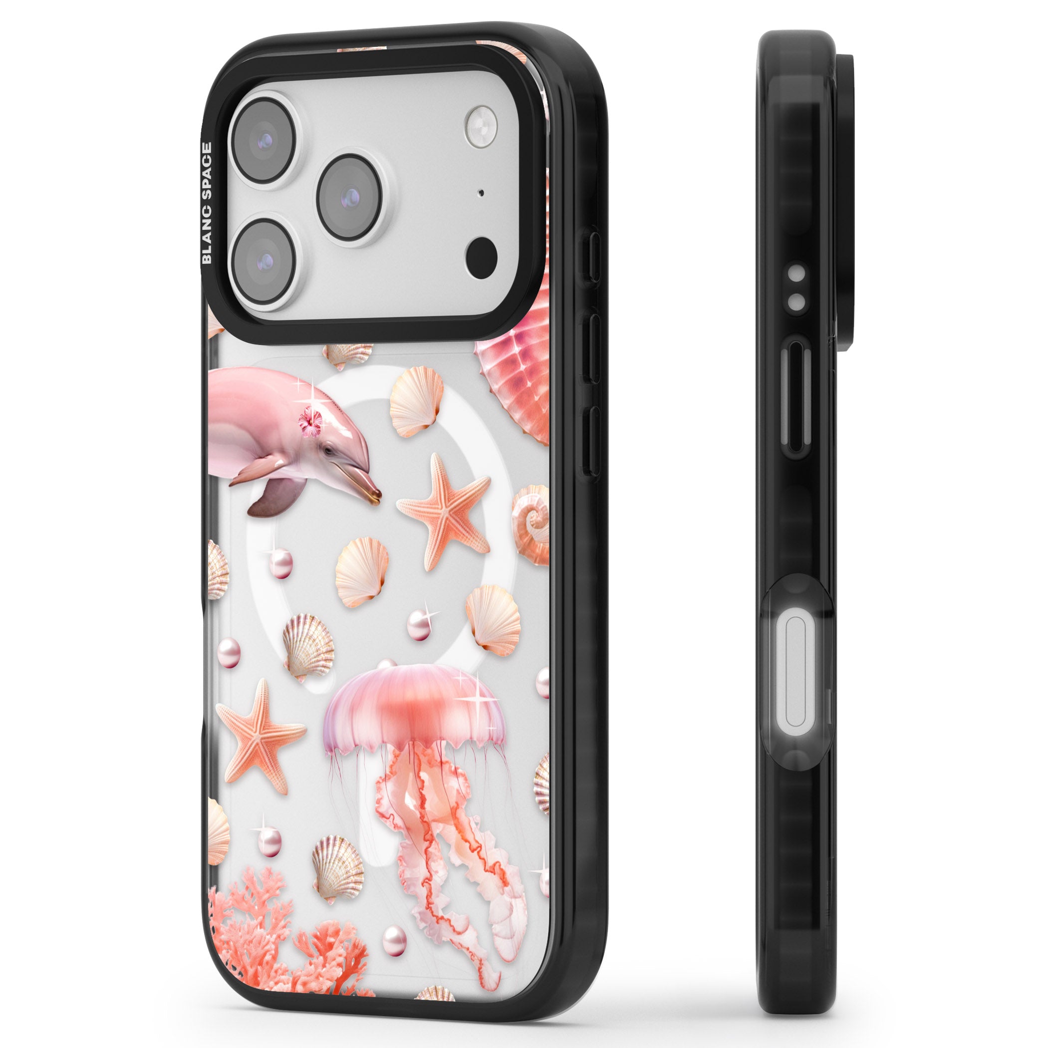Pink Sealife iPhone 17 Pro Max Impact Pro Black Phone Case Side Profile