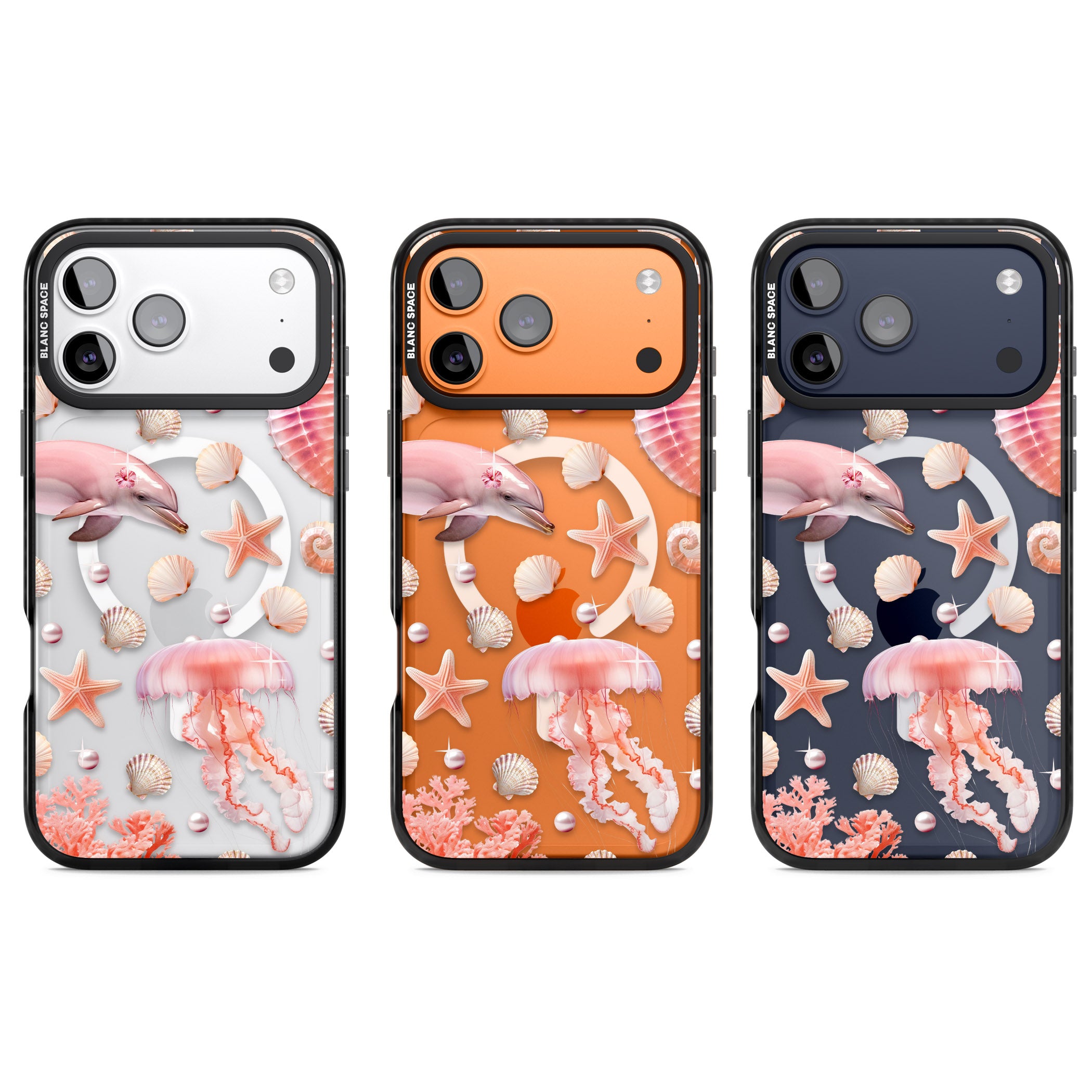 Pink Sealife iPhone 17 Pro Impact Pro Black Phone Case APT Impact Protection
