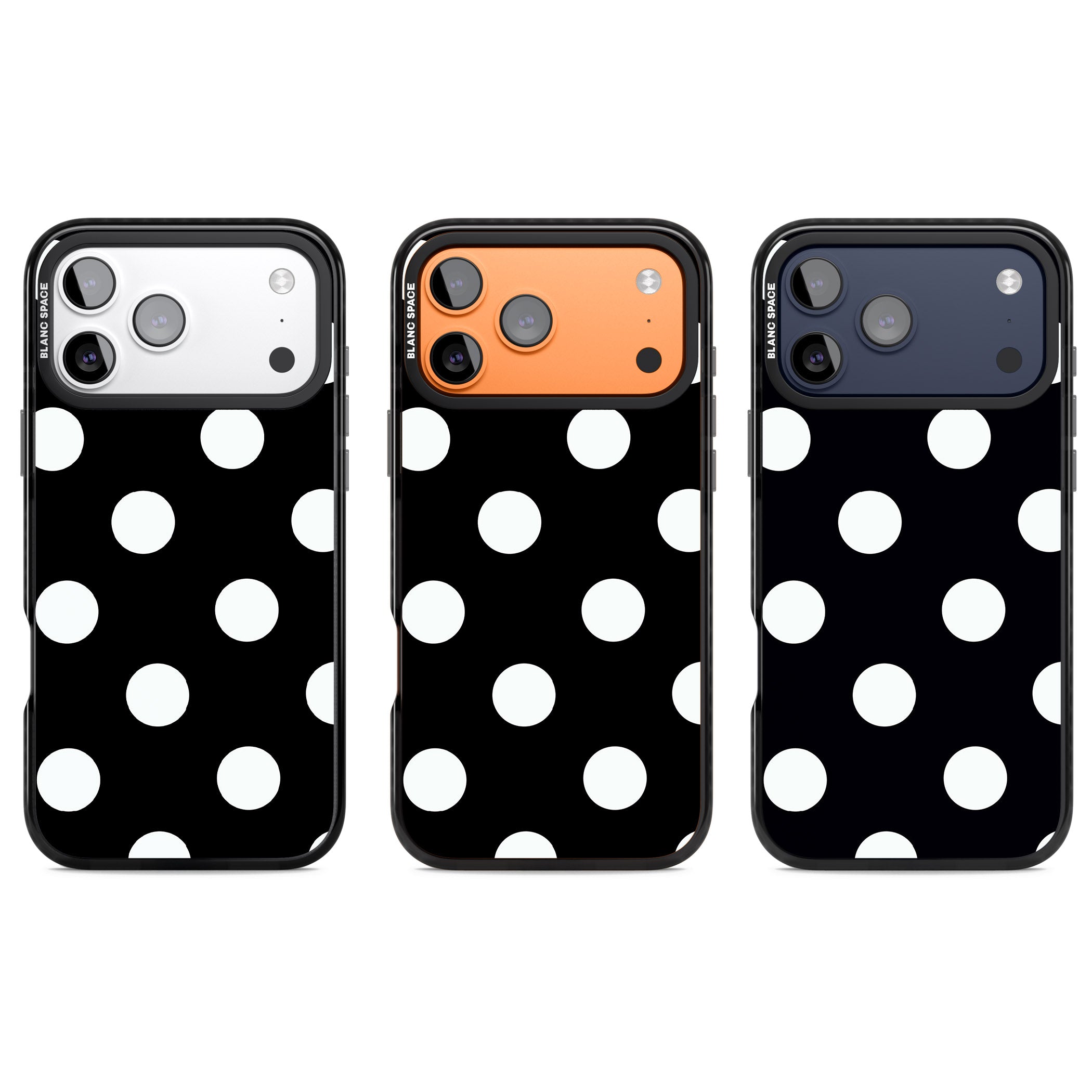 Chic Black Polka Dot iPhone 17 Pro Impact Pro Black Phone Case APT Impact Protection