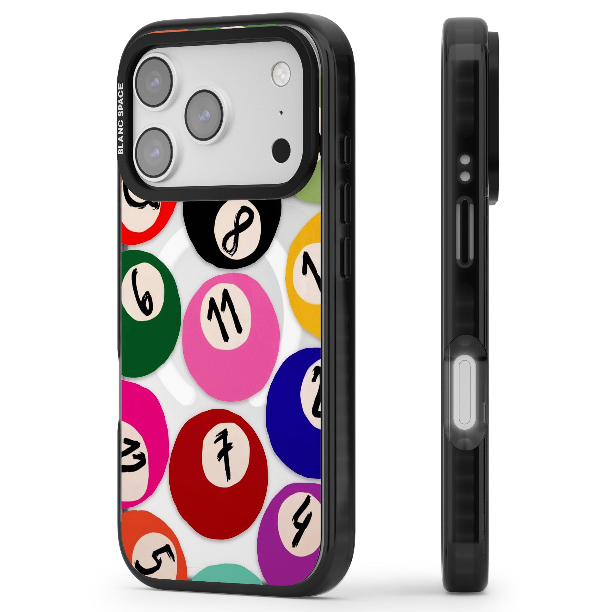Pool Balls iPhone 17 Pro Max Impact Pro Black Phone Case Side Profile