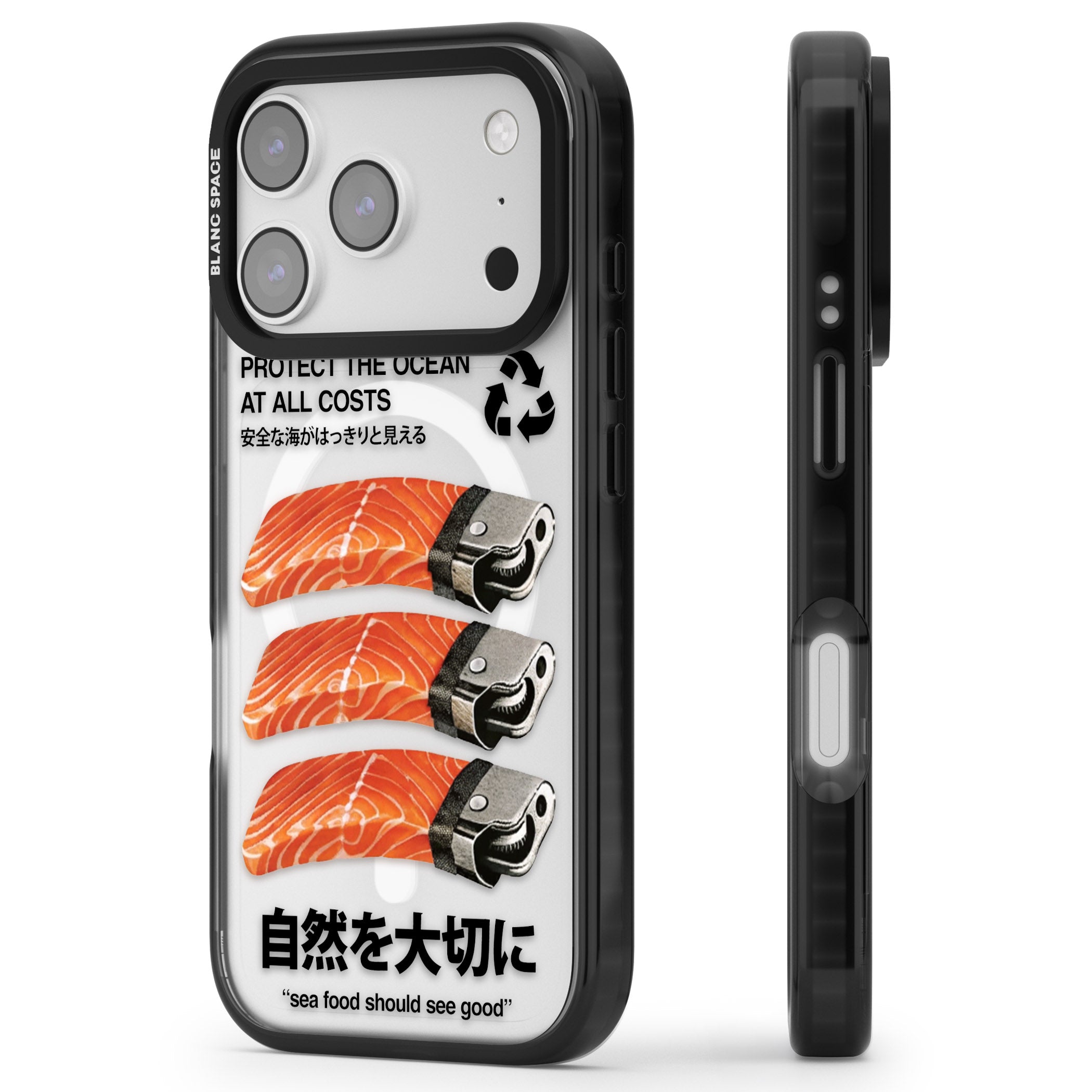 Protect The Ocean iPhone 17 Pro Max Impact Pro Black Phone Case Side Profile