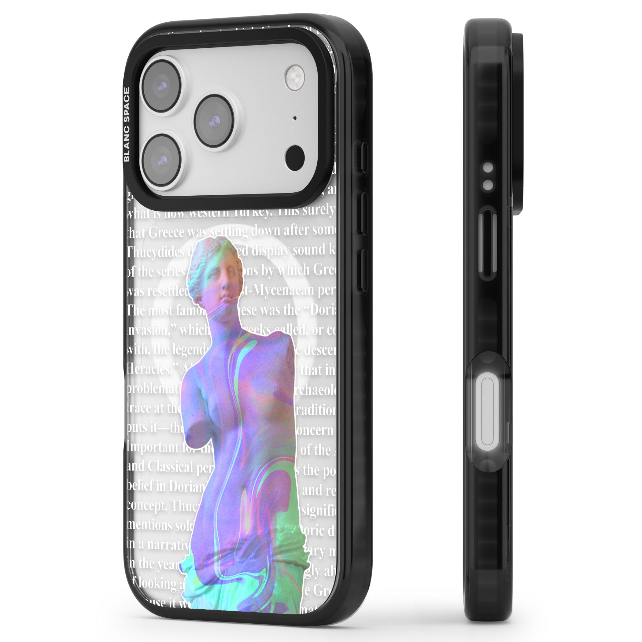 Iridescent De Milo iPhone 17 Pro Max Impact Pro Black Phone Case Side Profile