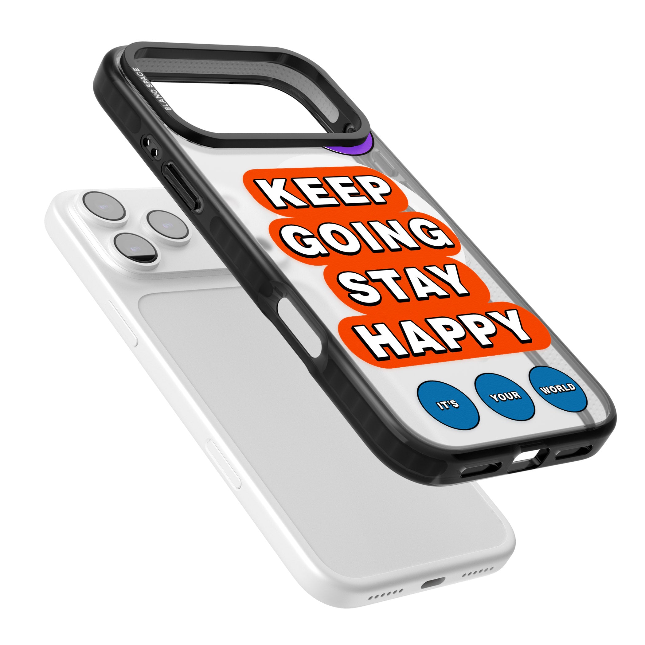 Keep Going Stay Happy iPhone 17 Pro Max Impact Pro Black Phone Case Colours