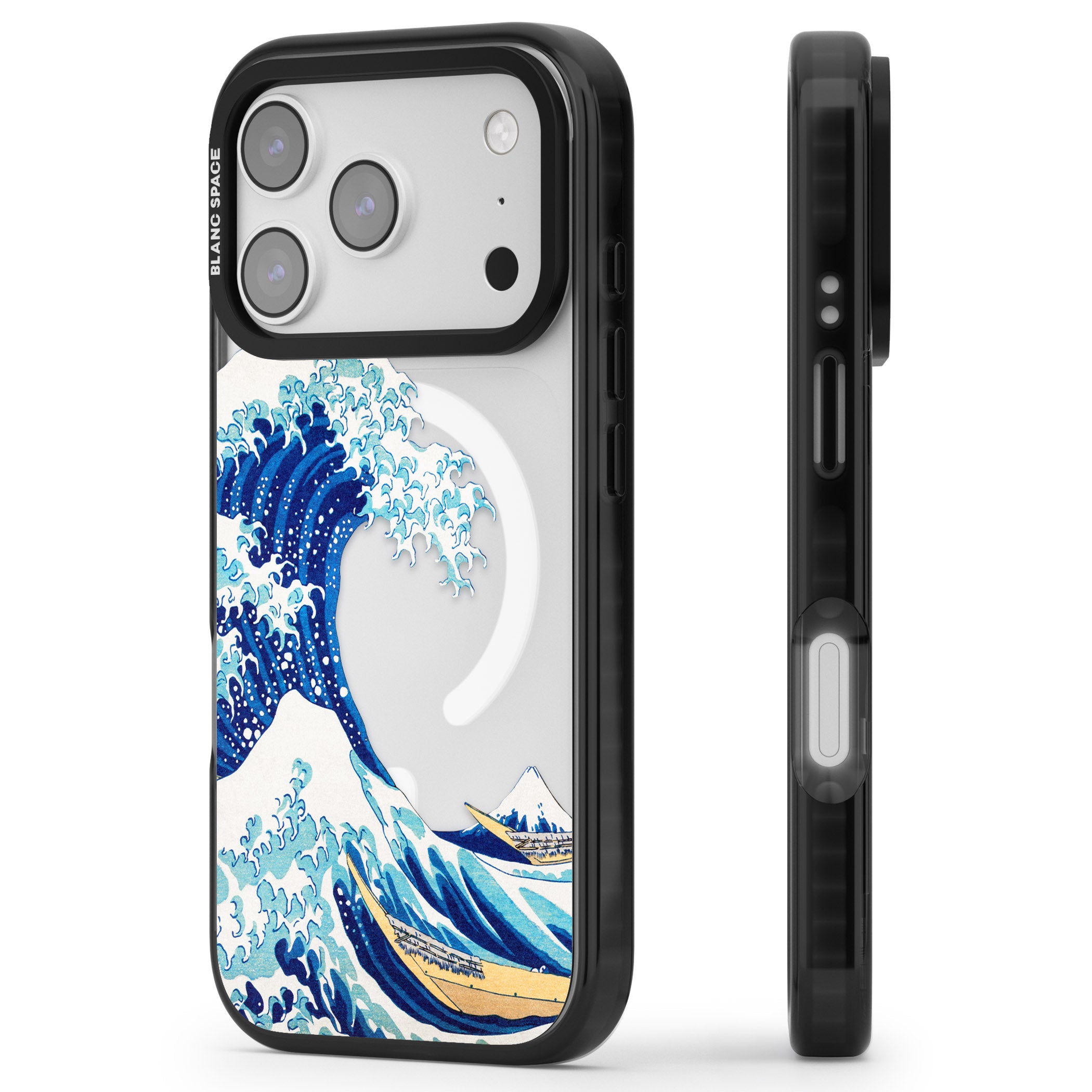 The Great Wave Of Kanagawa iPhone 17 Pro Max Impact Pro Black Phone Case Side Profile