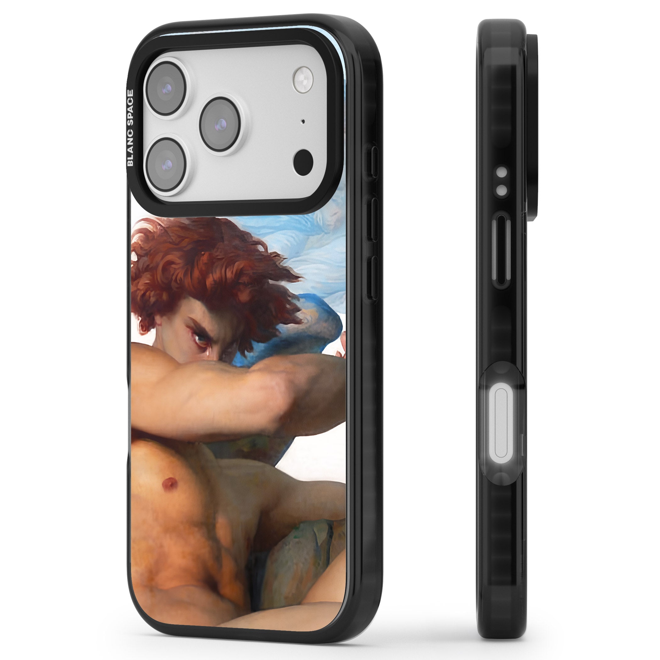The Fallen Angel iPhone 17 Pro Max Impact Pro Black Phone Case Side Profile