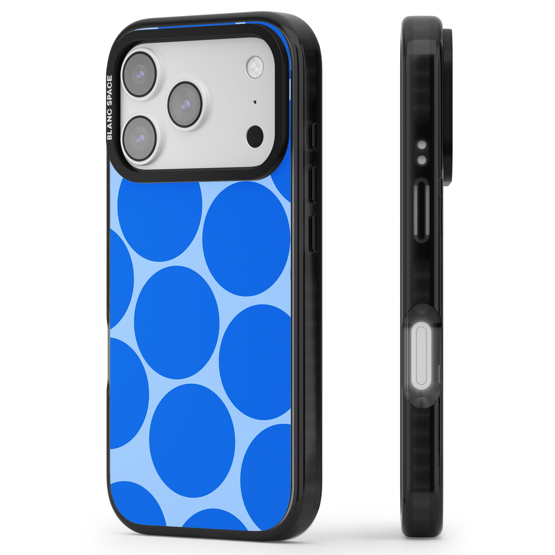 Retro Blue Dot iPhone 17 Pro Max Impact Pro Black Phone Case Side Profile