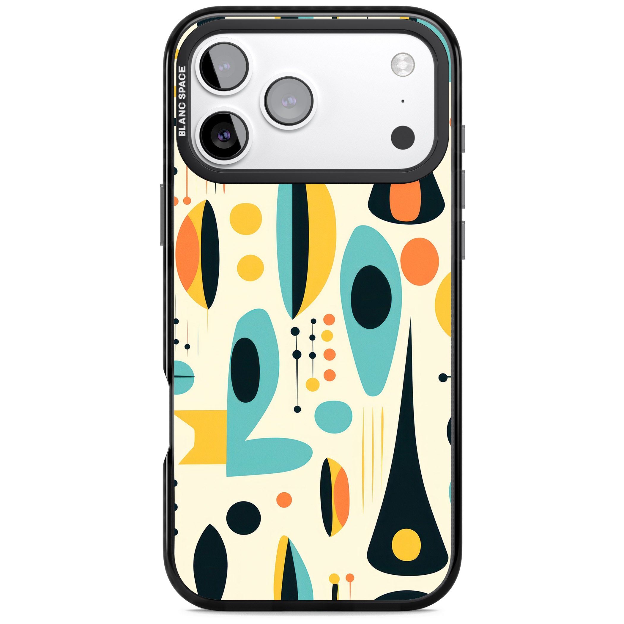 Mid Century Atomic Pattern iPhone 17 Pro Max Impact Pro Black Phone Case