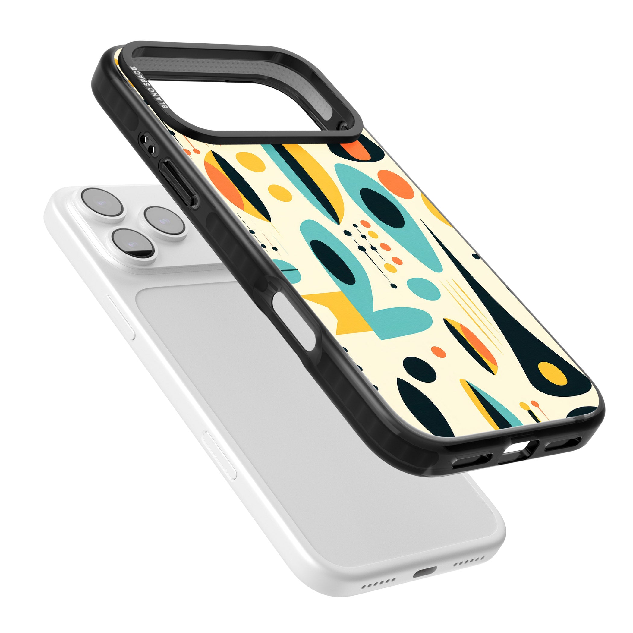 Mid Century Atomic Pattern iPhone 17 Pro Max Impact Pro Black Phone Case Colours