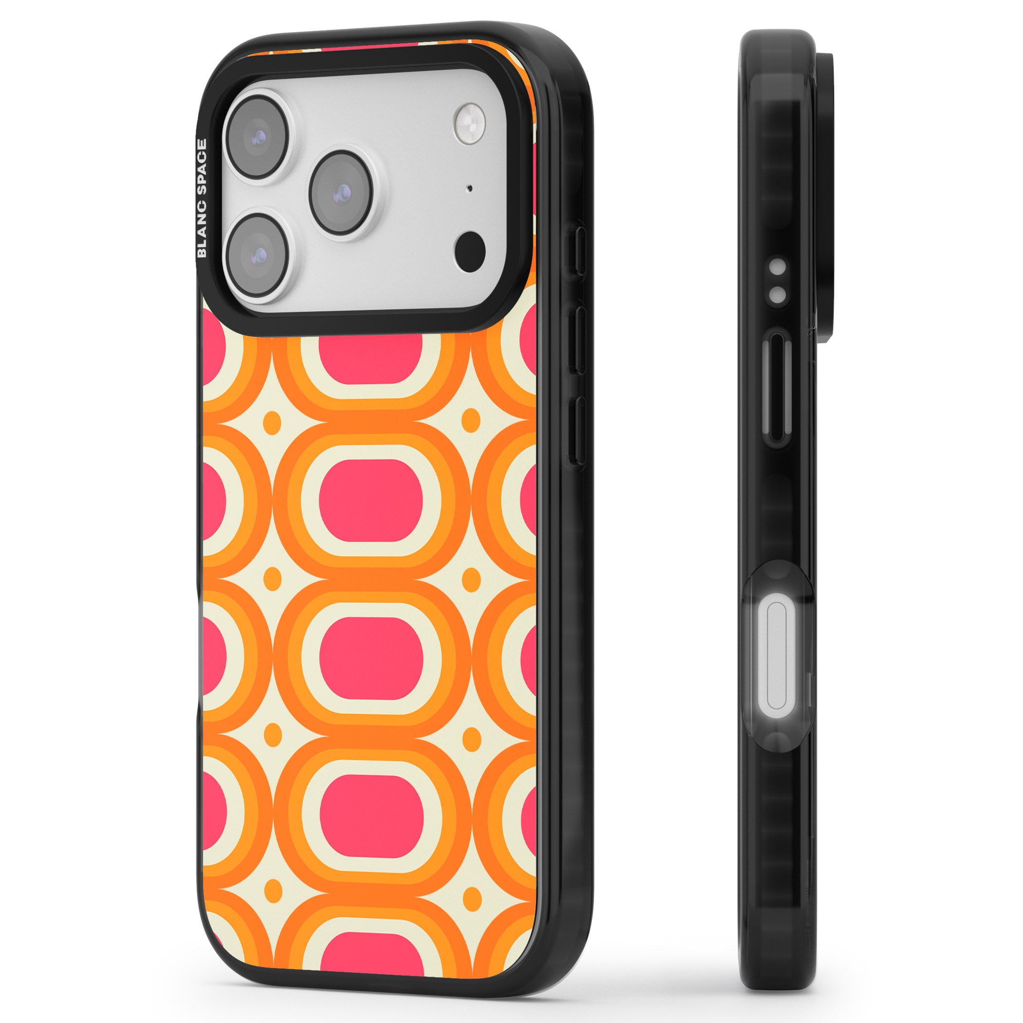 Groovy 60S Shape Pattern iPhone 17 Pro Max Impact Pro Black Phone Case Side Profile