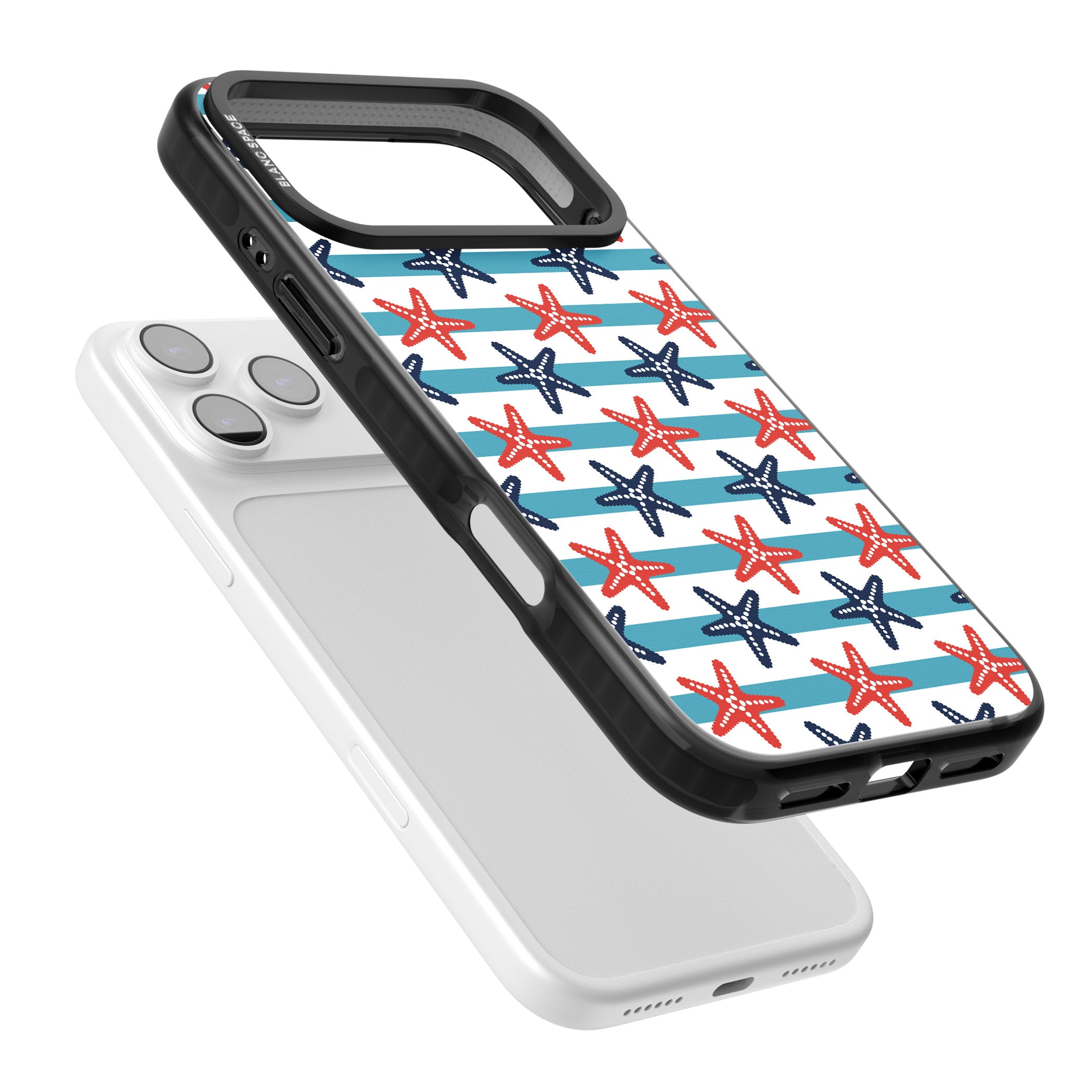Nautical Starfish Stripe iPhone 17 Pro Max Impact Pro Black Phone Case Colours