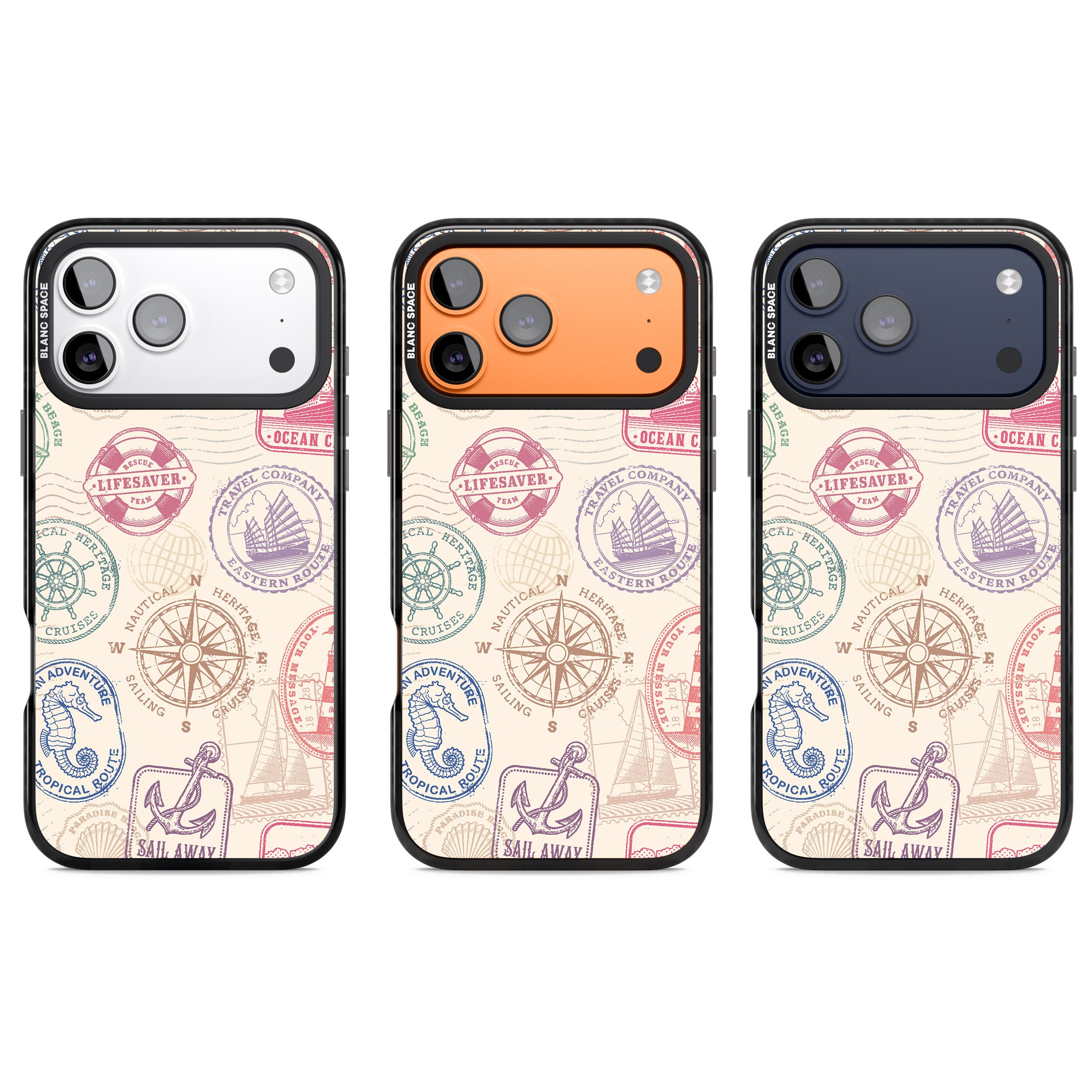 Nautical Stamps iPhone 17 Pro Impact Pro Black Phone Case APT Impact Protection