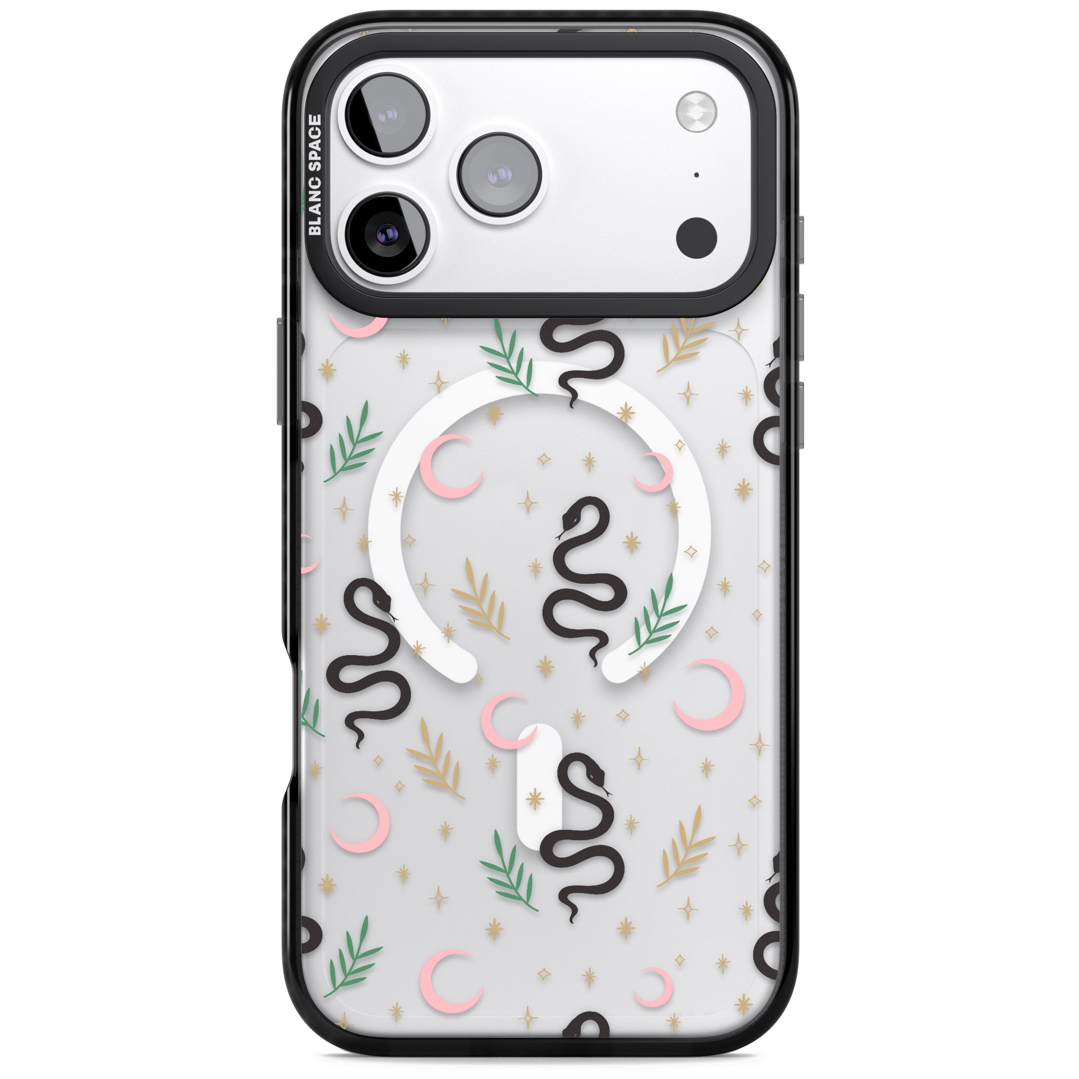 Snake & Moon Pattern iPhone 17 Pro Max Impact Pro Black Phone Case