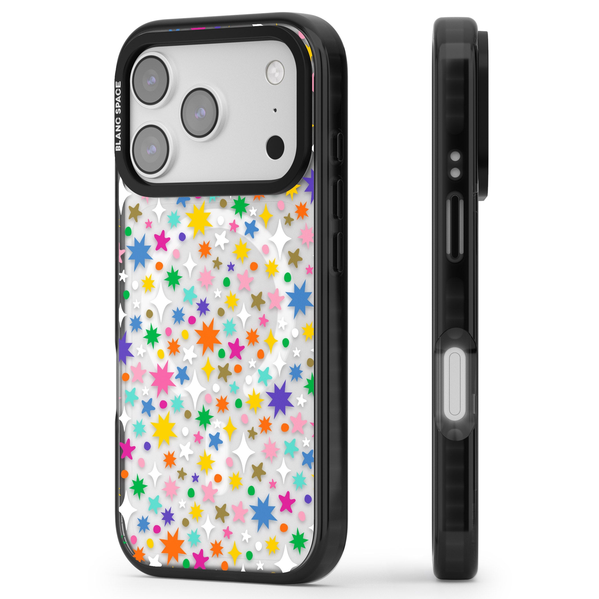 Rainbow Starburst iPhone 17 Pro Max Impact Pro Black Phone Case Side Profile