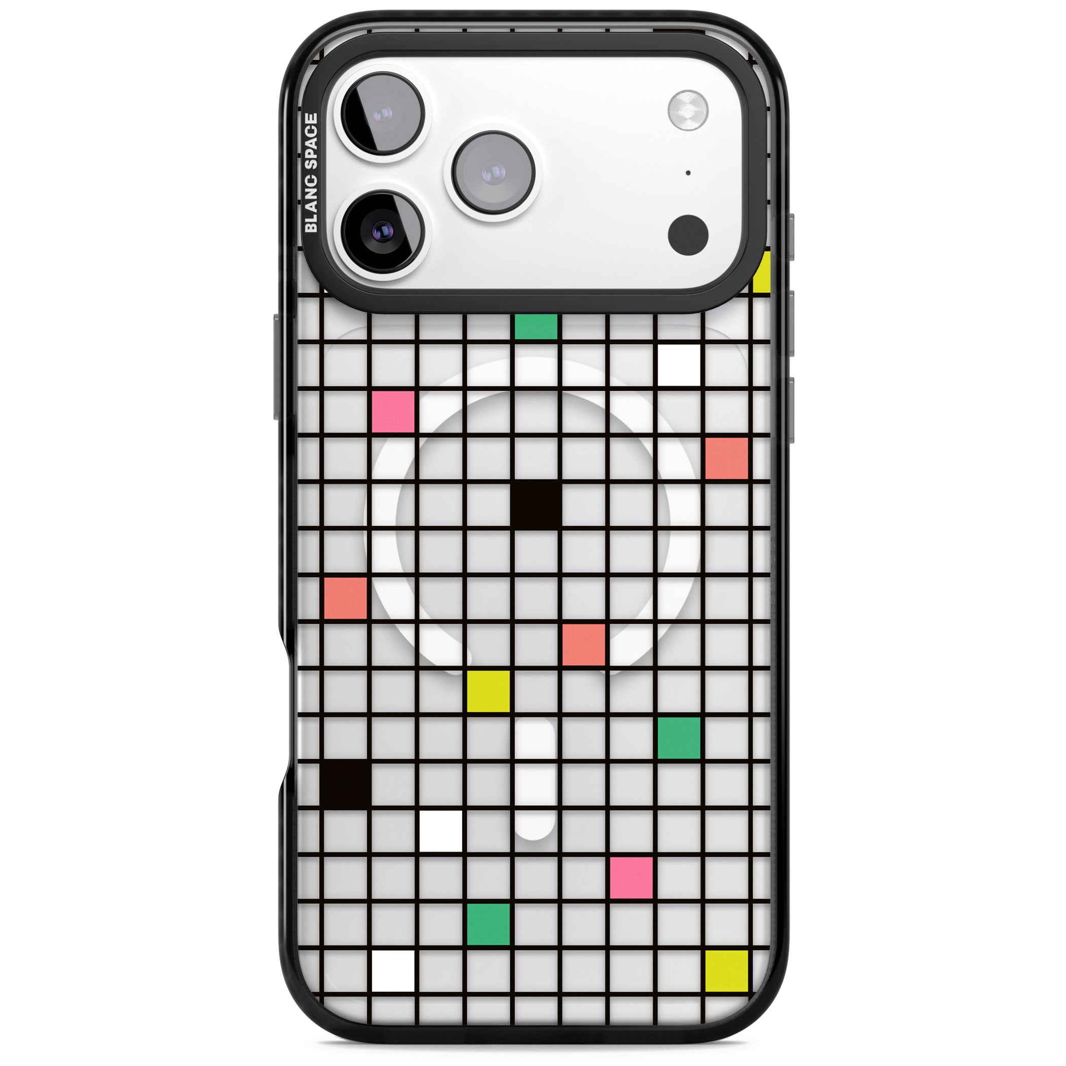 Vibrant Clear Geometric Grid iPhone 17 Pro Max Impact Pro Black Phone Case