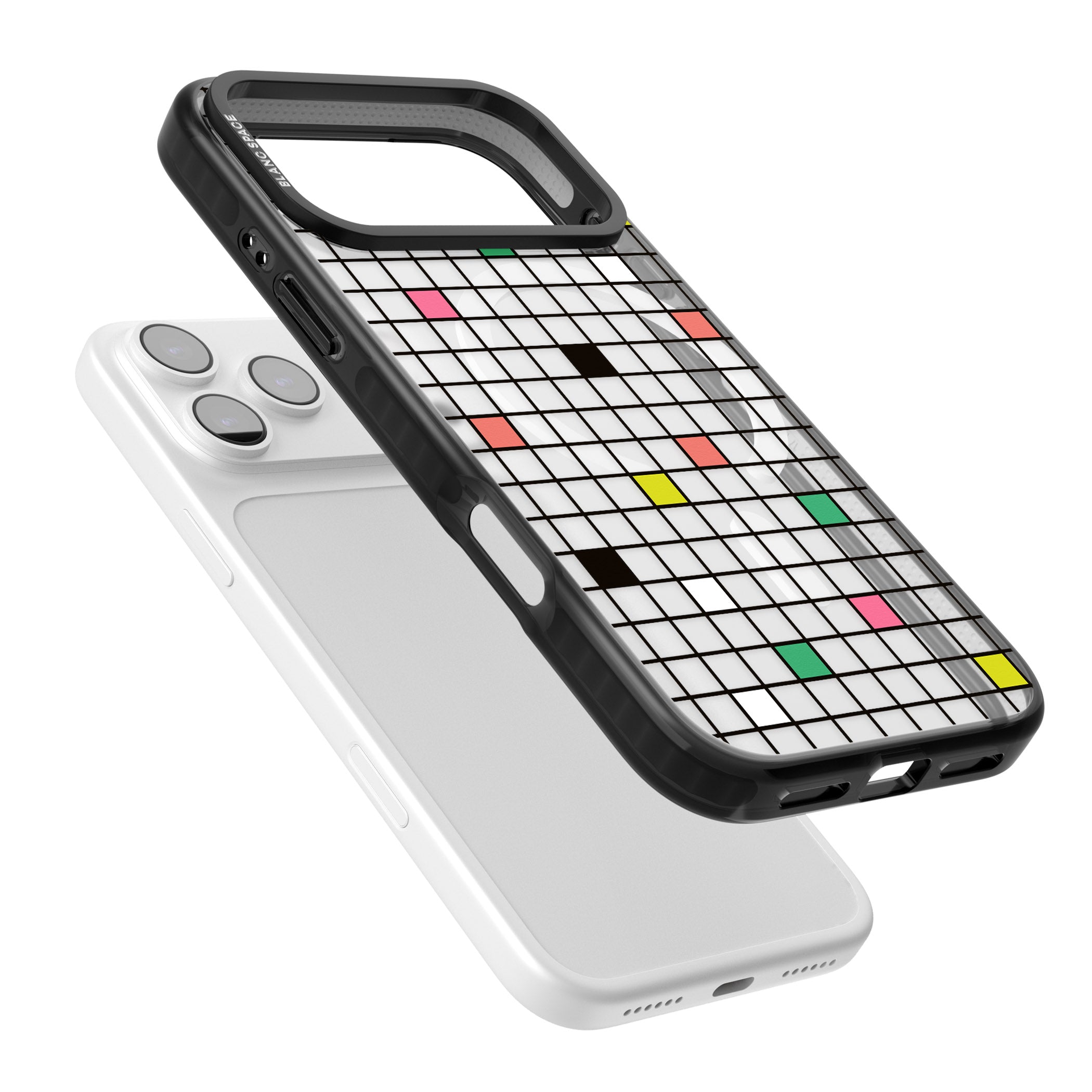 Vibrant Clear Geometric Grid iPhone 17 Pro Max Impact Pro Black Phone Case Colours