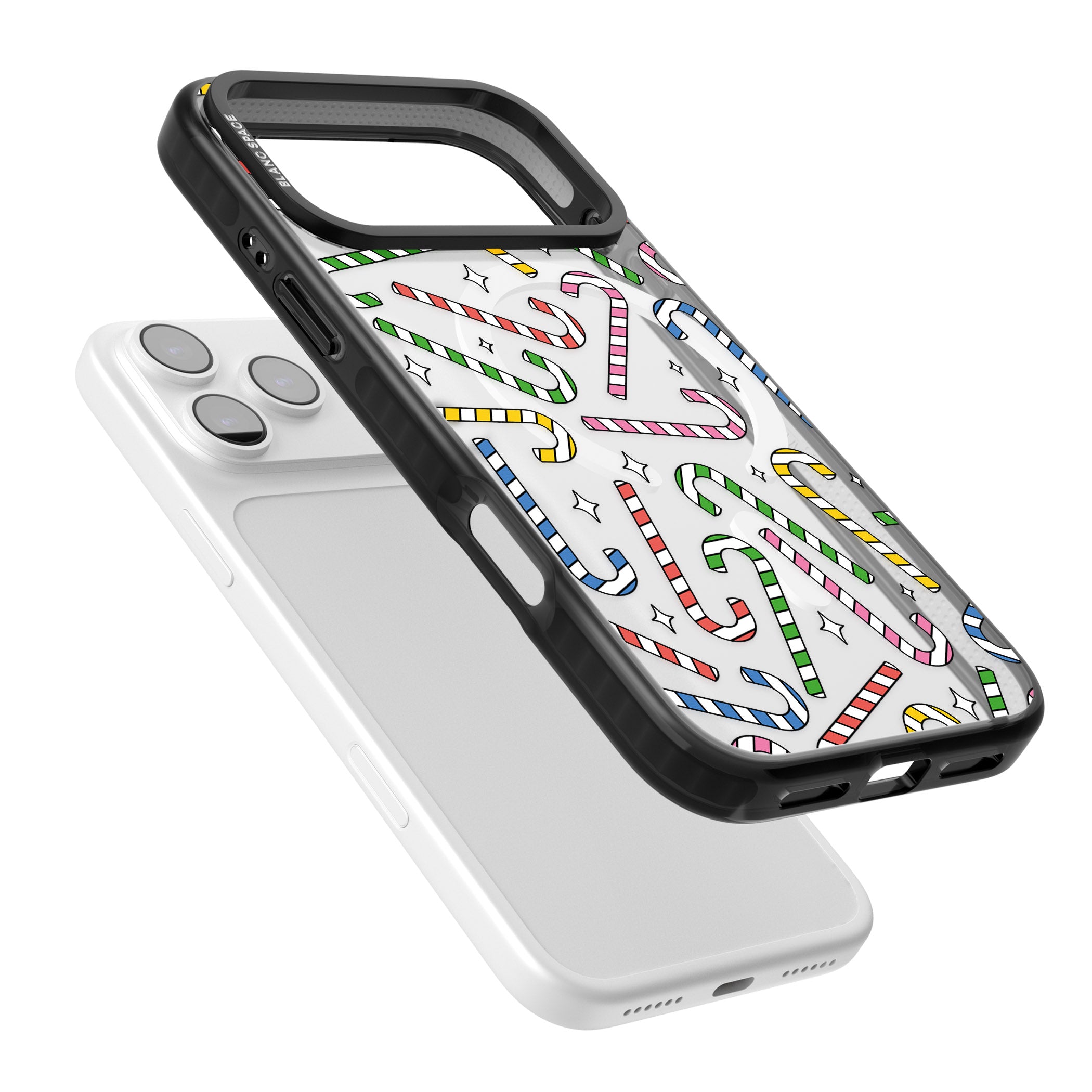 Colourful Stars & Candy Canes iPhone 17 Pro Max Impact Pro Black Phone Case Colours