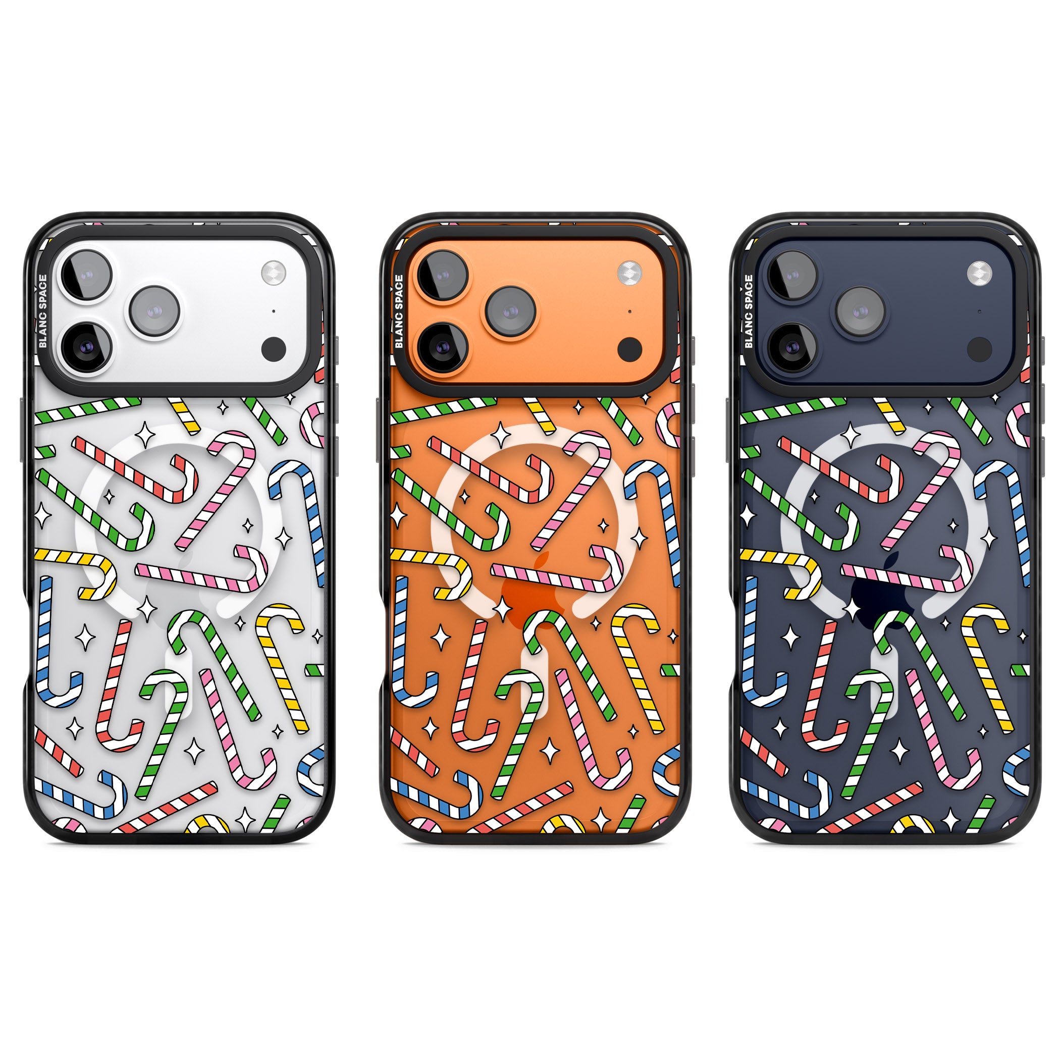 Colourful Stars & Candy Canes iPhone 17 Pro Impact Pro Black Phone Case APT Impact Protection