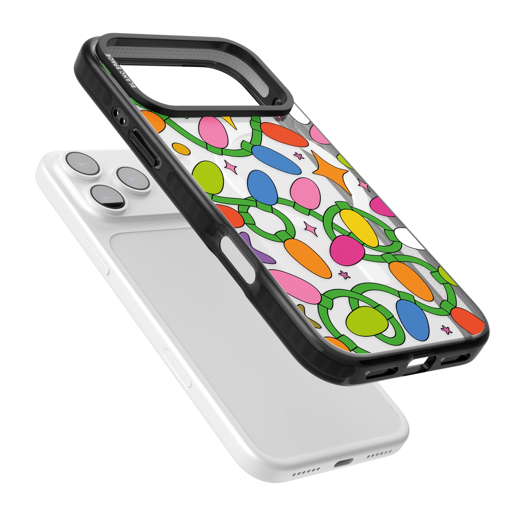 Festive Lights Pattern iPhone 17 Pro Max Impact Pro Black Phone Case Colours