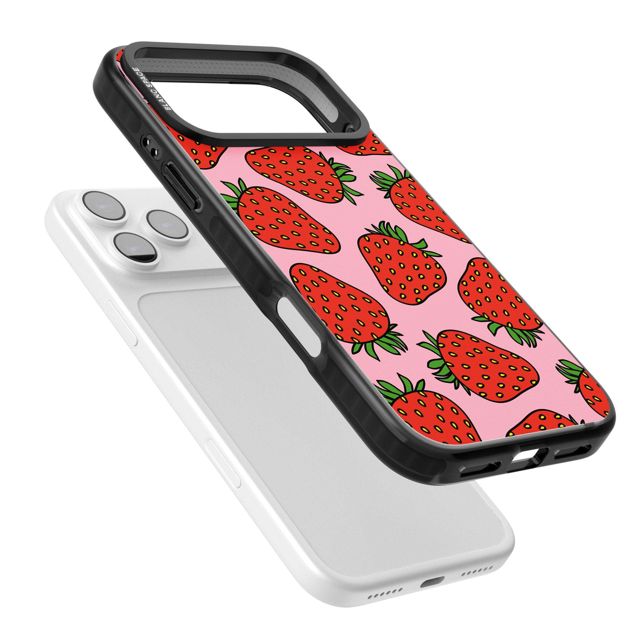 Strawberry Pattern (Pink) iPhone 17 Pro Max Impact Pro Black Phone Case Colours