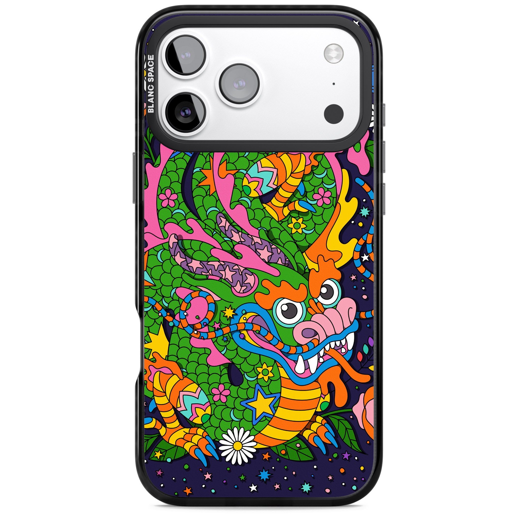 Psychedelic Jungle Dragon (Purple) iPhone 17 Pro Max Impact Pro Black Phone Case