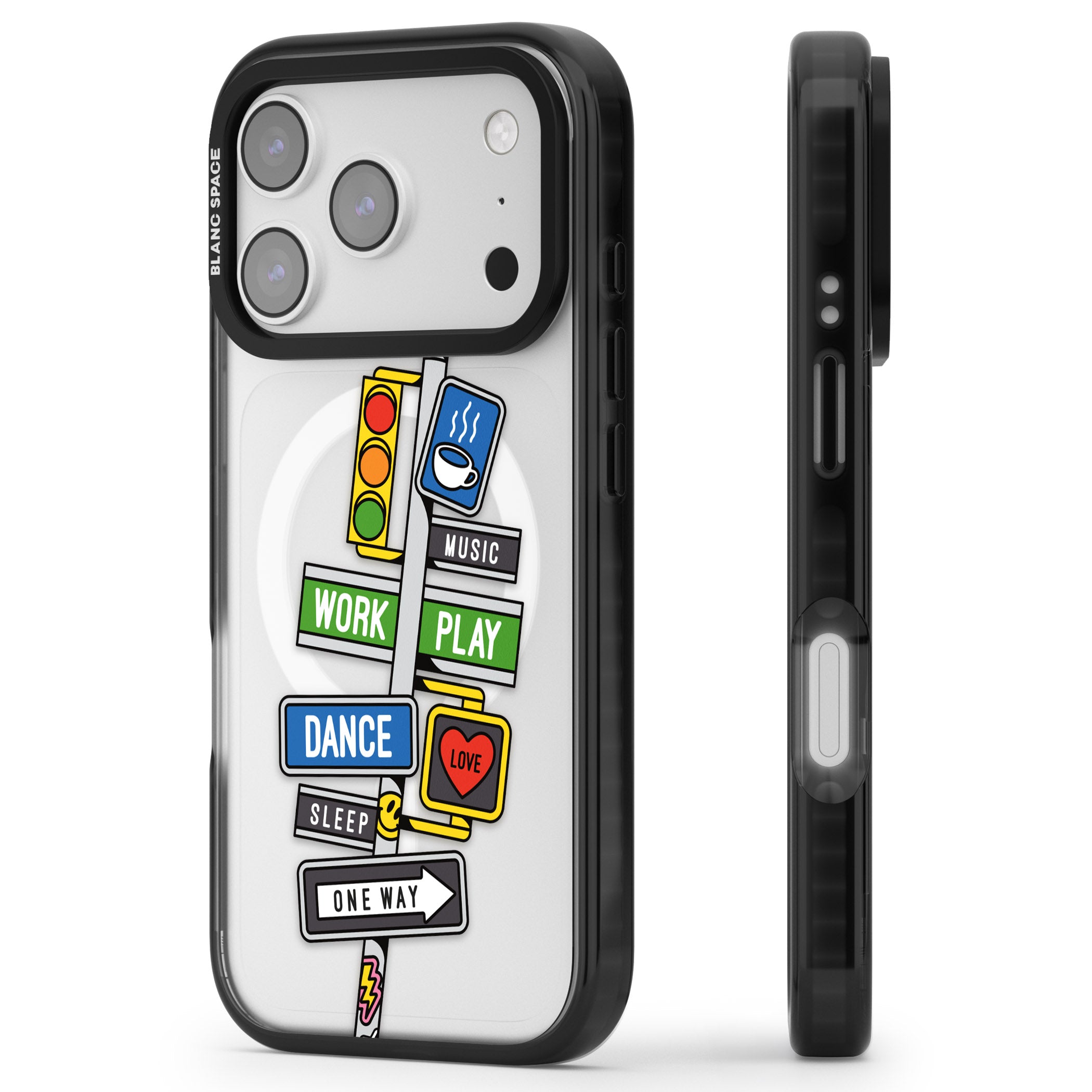 Mood Street Signs iPhone 17 Pro Max Impact Pro Black Phone Case Side Profile