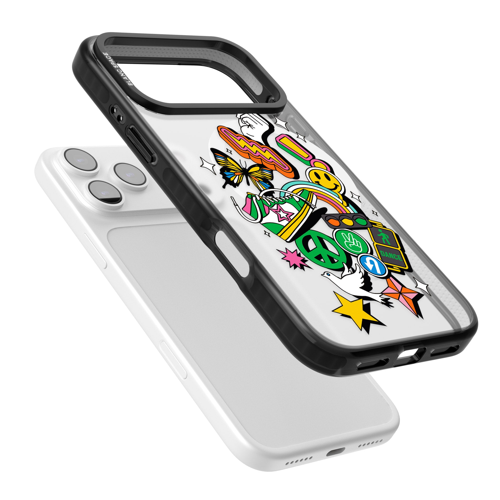 Nostalgic Sticker Collage iPhone 17 Pro Max Impact Pro Black Phone Case Colours