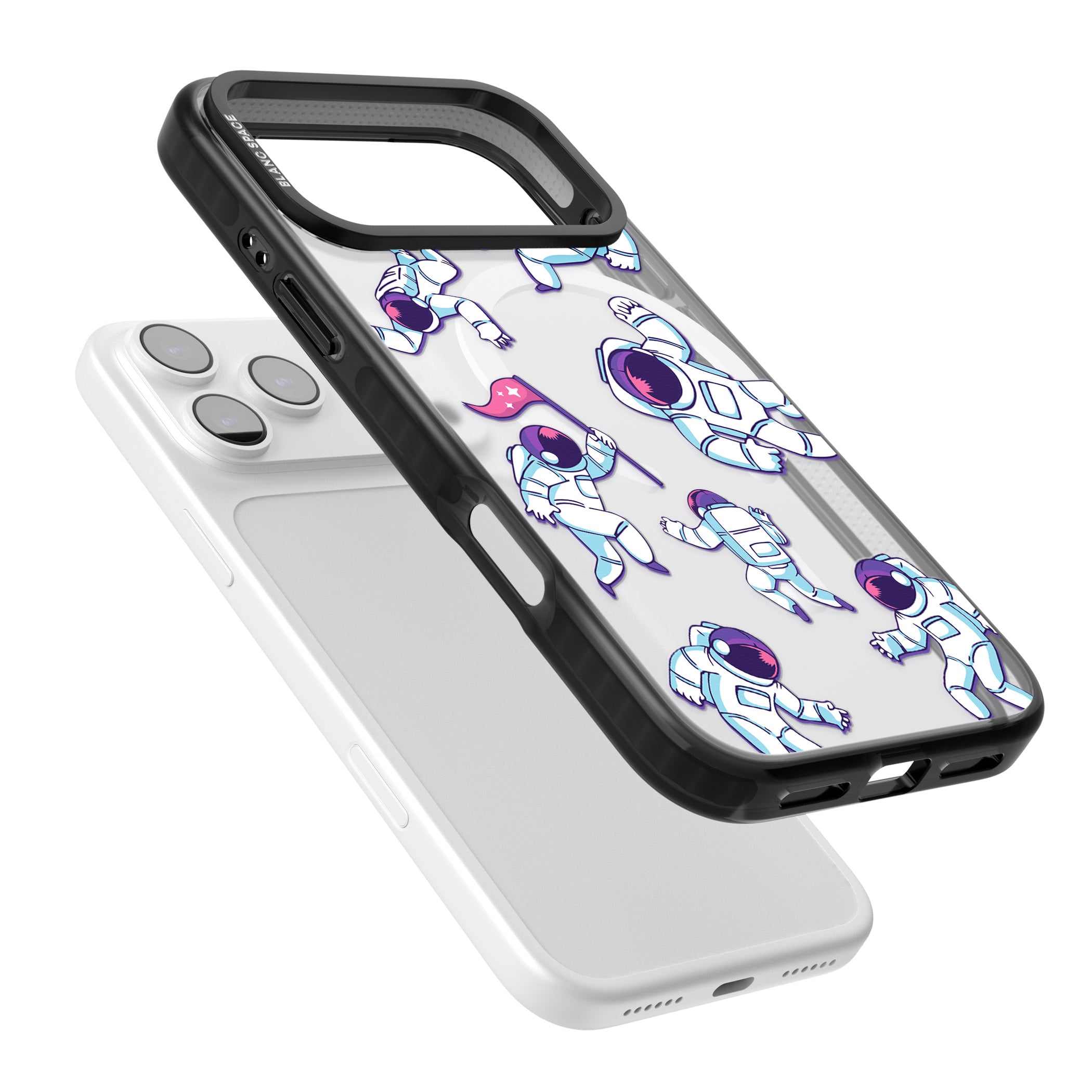 Astronaut Pattern iPhone 17 Pro Max Impact Pro Black Phone Case Colours
