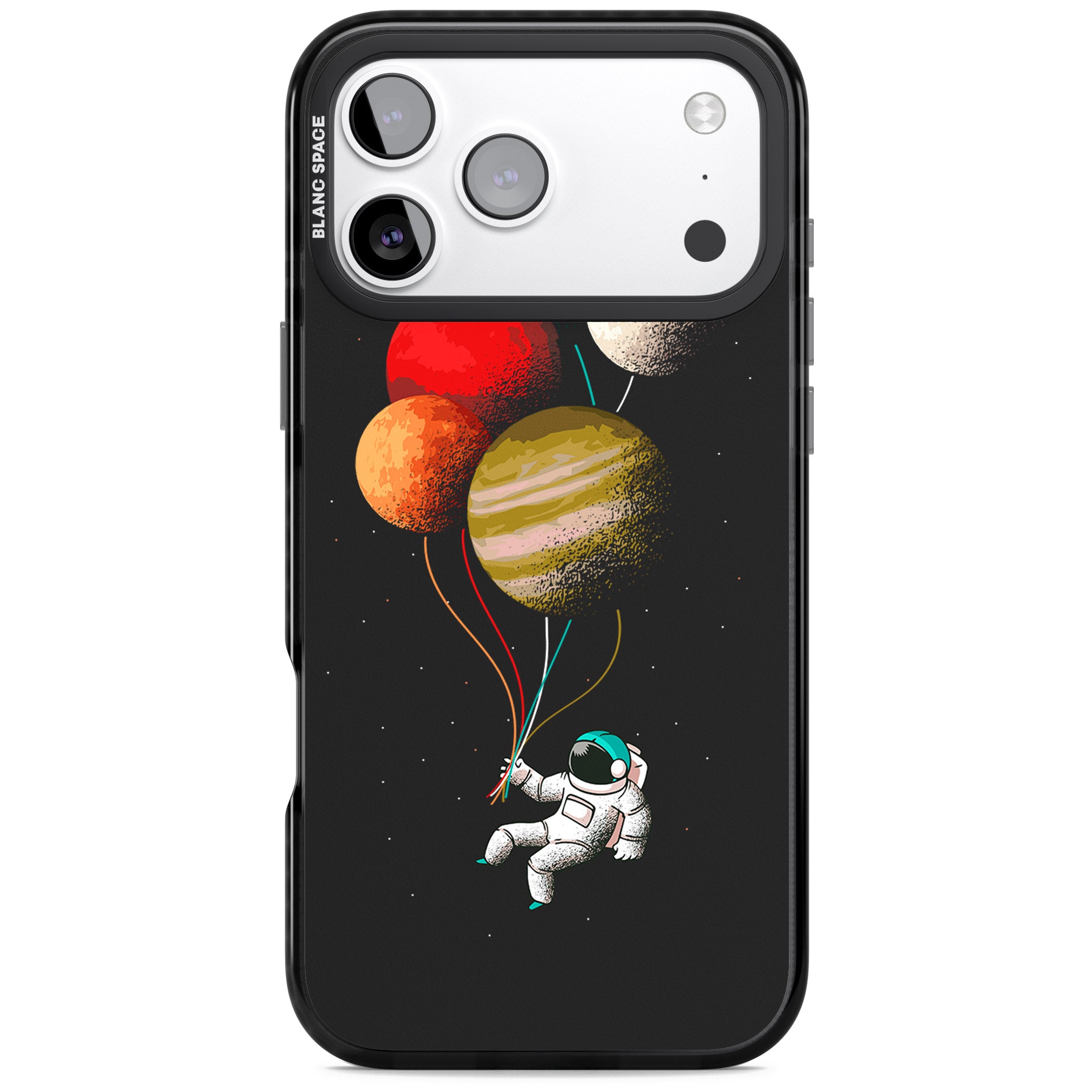 Astronaut Balloon Planets iPhone 17 Pro Max Impact Pro Black Phone Case