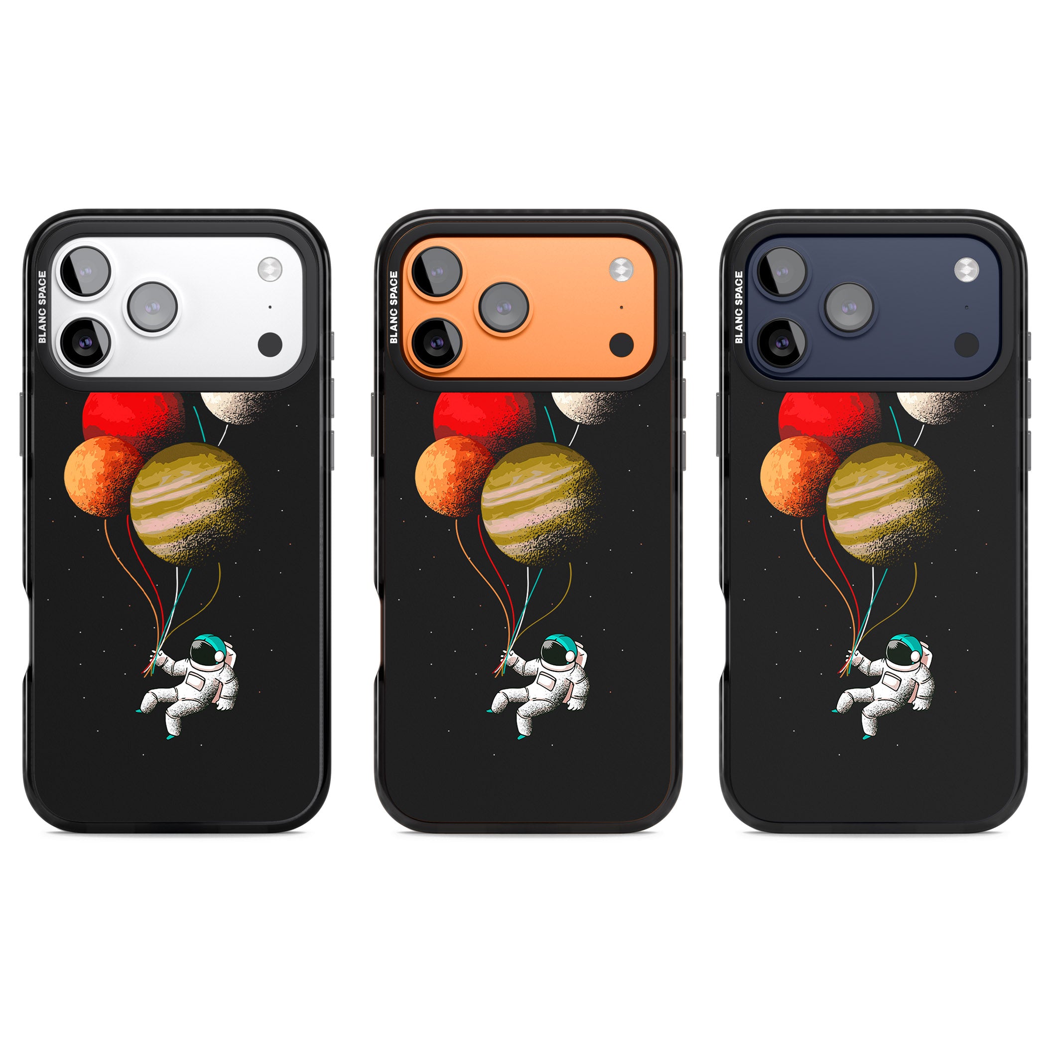 Astronaut Balloon Planets iPhone 17 Pro Impact Pro Black Phone Case APT Impact Protection
