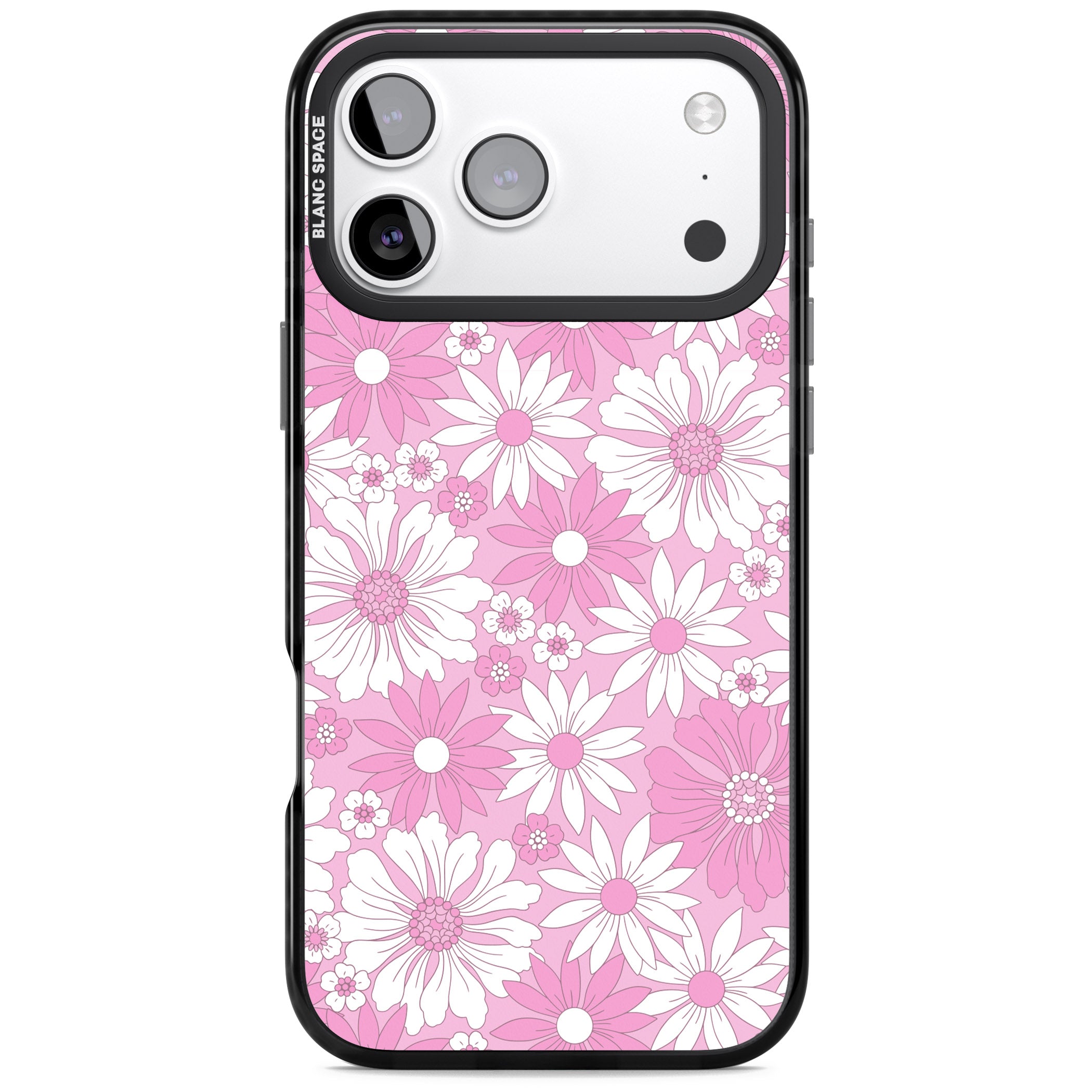 Pink White Flowers iPhone 17 Pro Max Impact Pro Black Phone Case