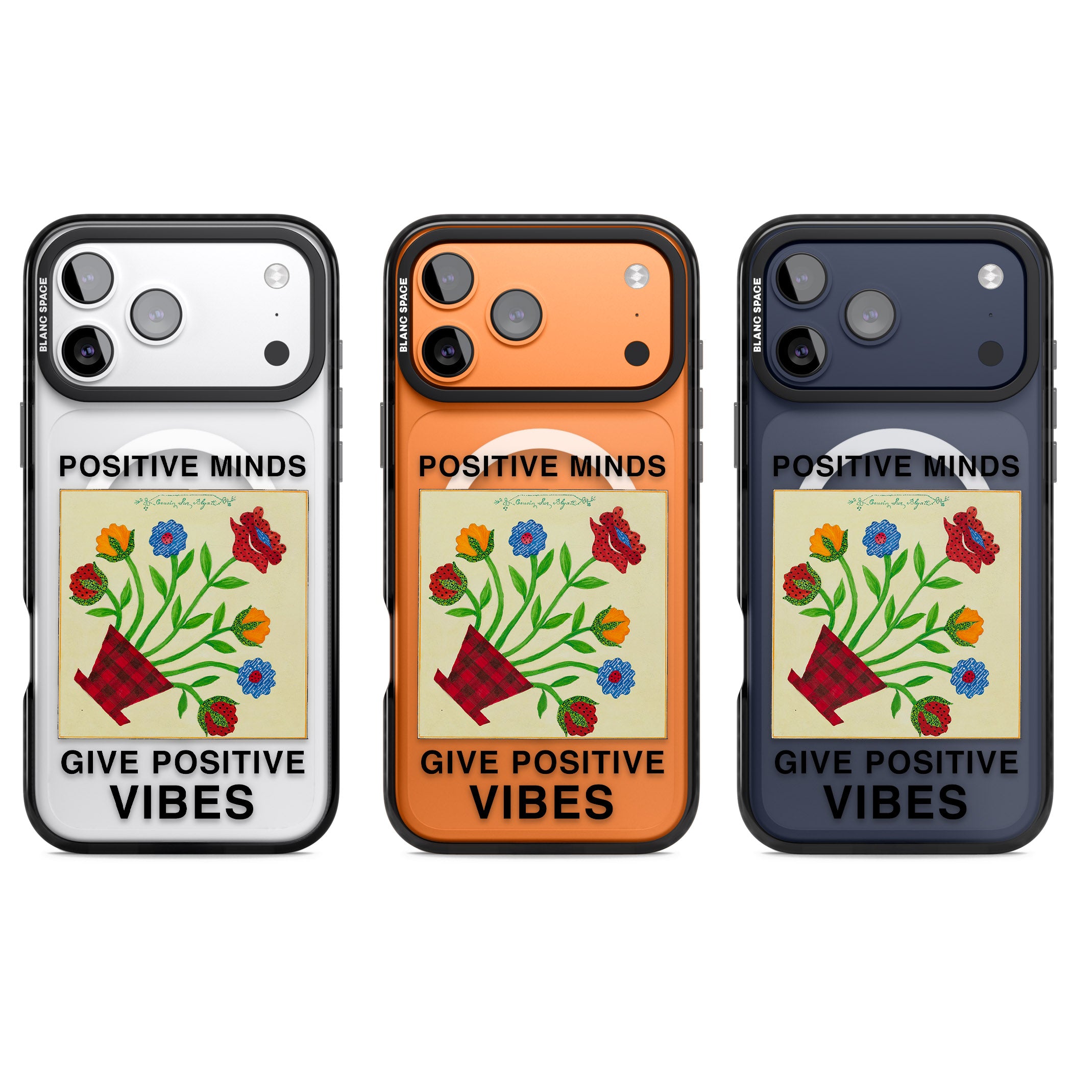 Positive Minds Give Positive Vibes iPhone 17 Pro Impact Pro Black Phone Case APT Impact Protection