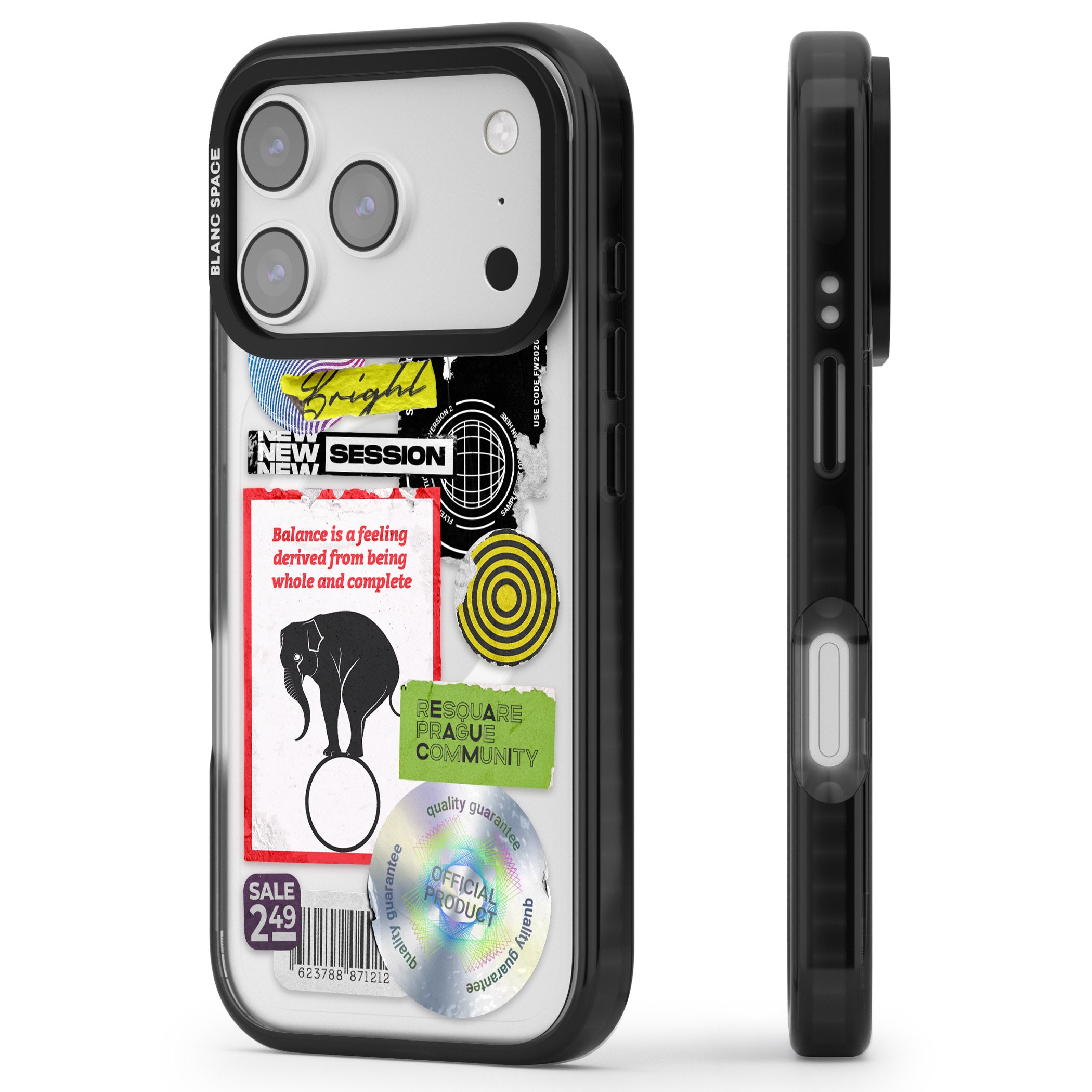 Peeled Sticker Mix iPhone 17 Pro Max Impact Pro Black Phone Case Side Profile