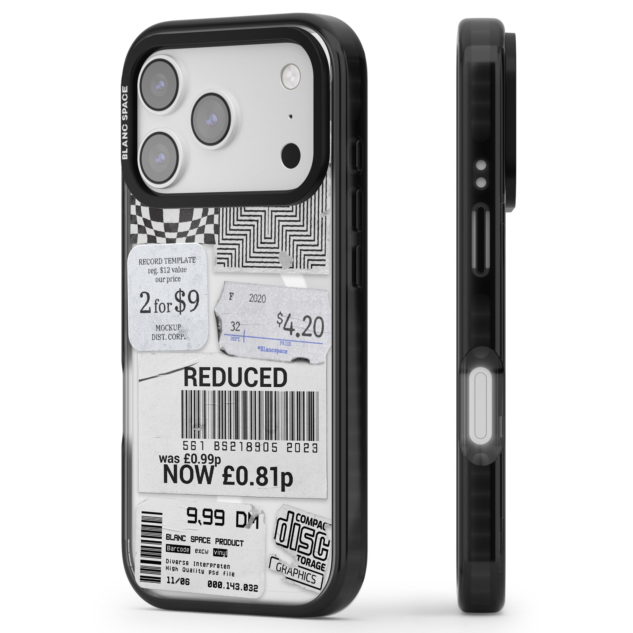 White Sticker Mix iPhone 17 Pro Max Impact Pro Black Phone Case Side Profile