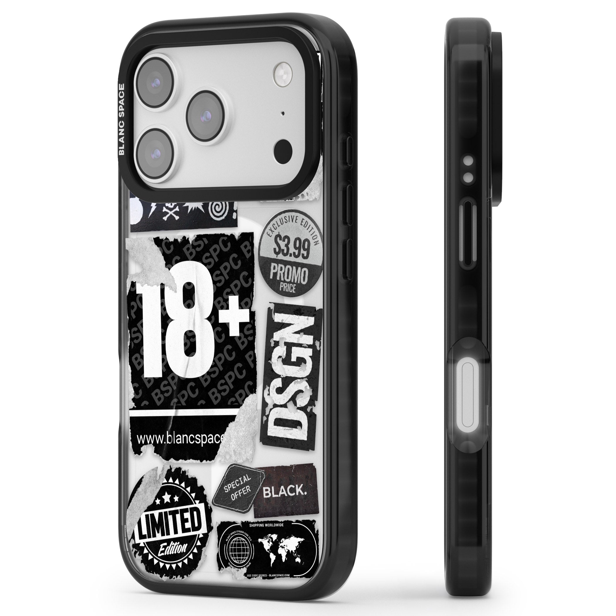 Black Sticker Mix iPhone 17 Pro Max Impact Pro Black Phone Case Side Profile