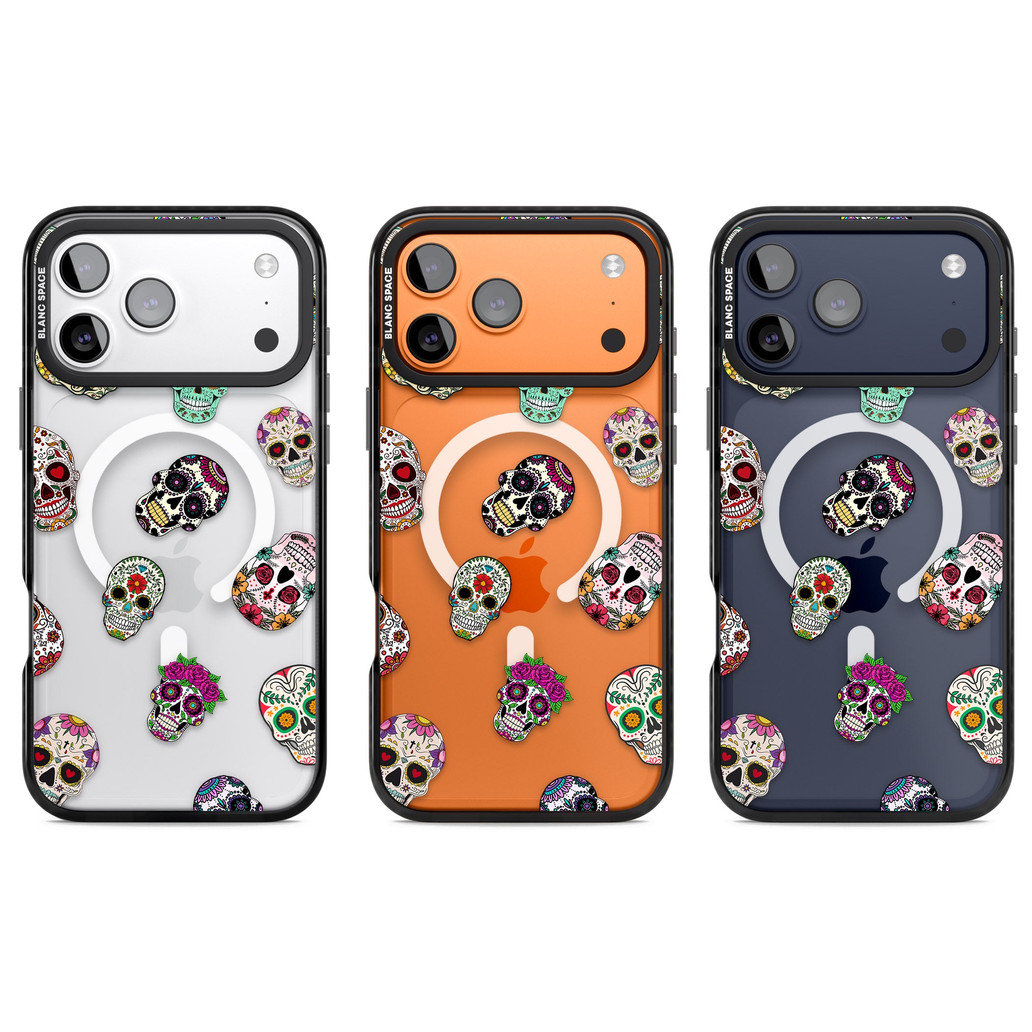 Mixed Sugar Skull Pattern iPhone 17 Pro Impact Pro Black Phone Case APT Impact Protection