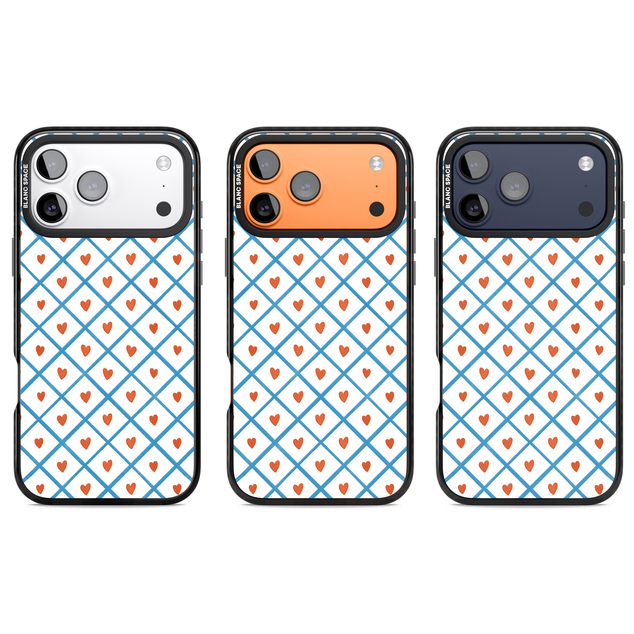 Lattice Love Hearts iPhone 17 Pro Impact Pro Black Phone Case APT Impact Protection