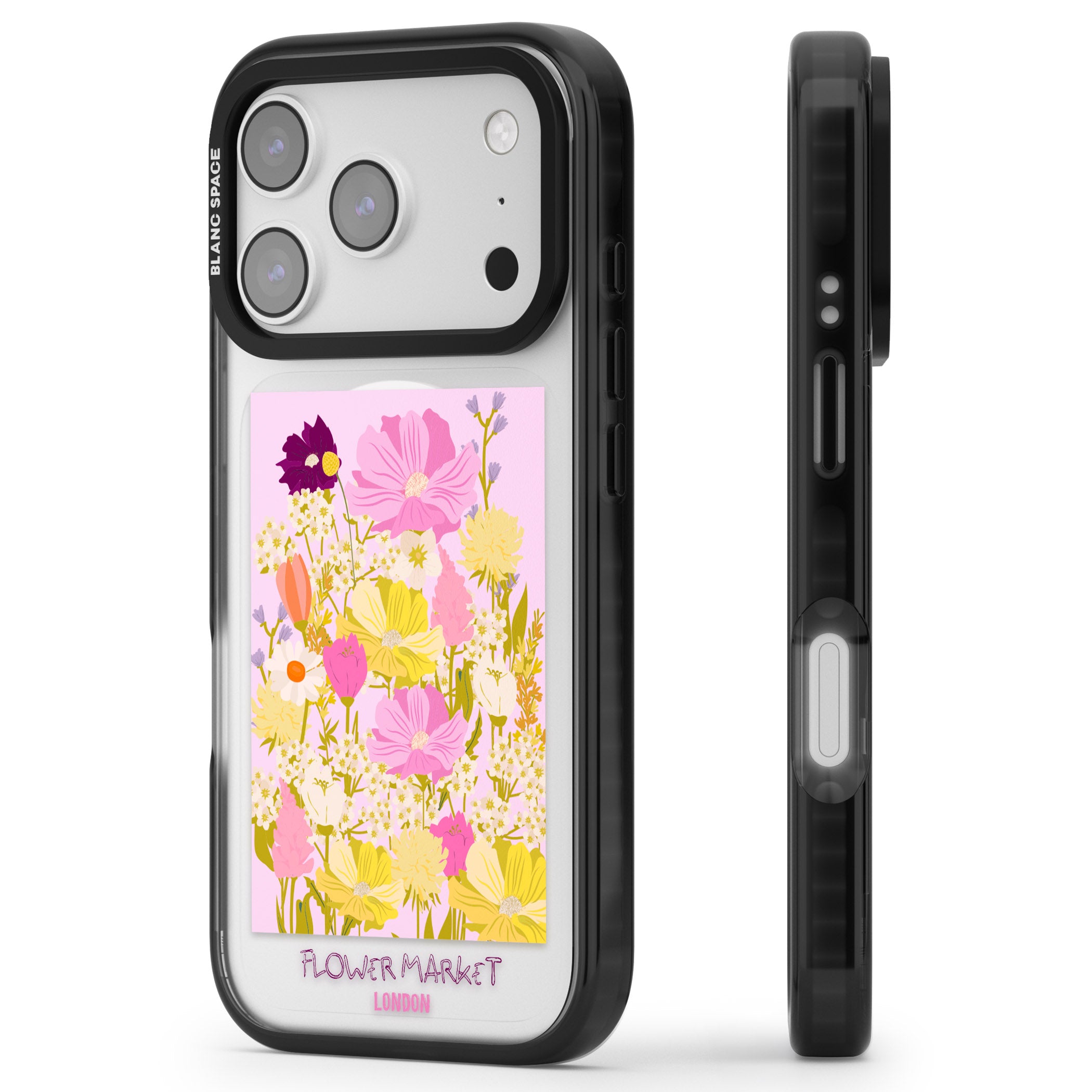 Flower Market iPhone 17 Pro Max Impact Pro Black Phone Case Side Profile