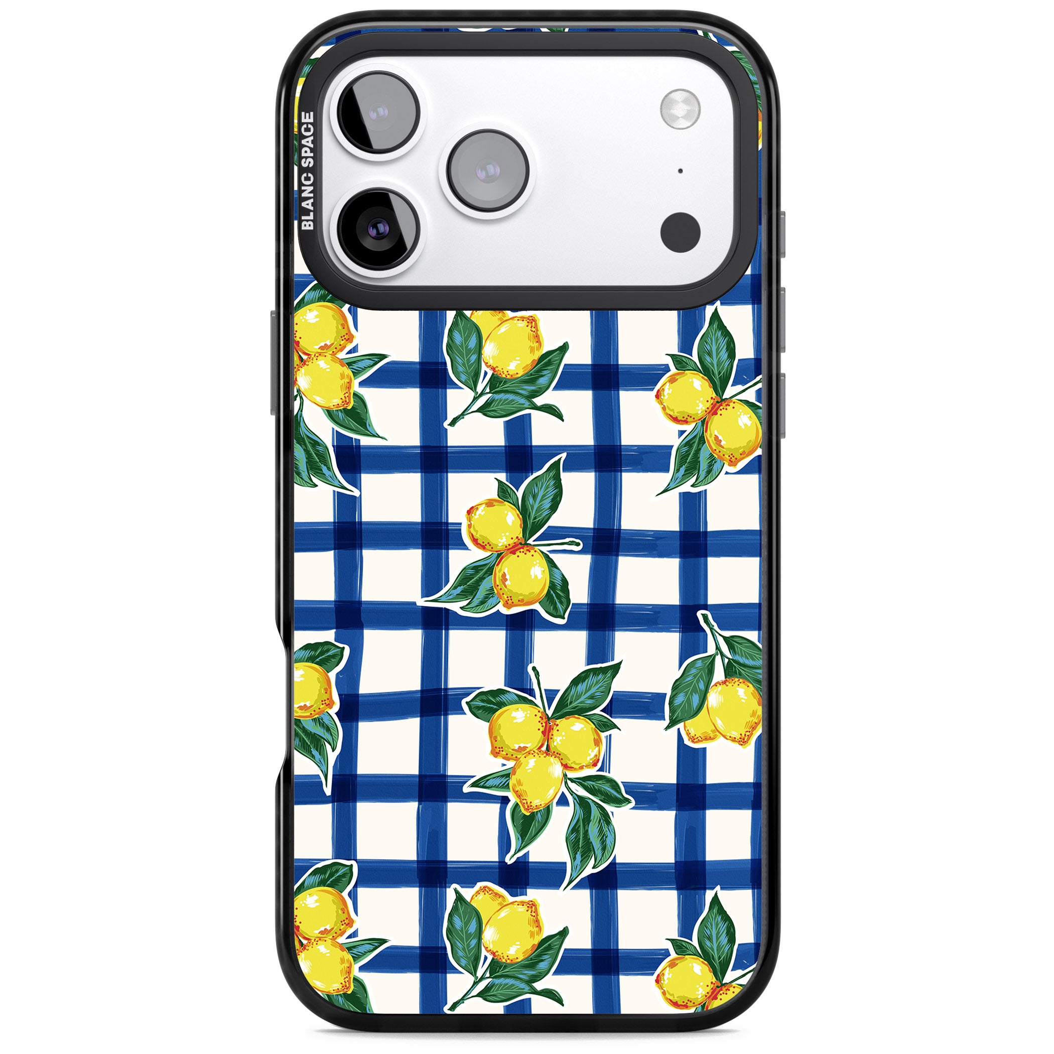 Lemon Gingham iPhone 17 Pro Max Impact Pro Black Phone Case